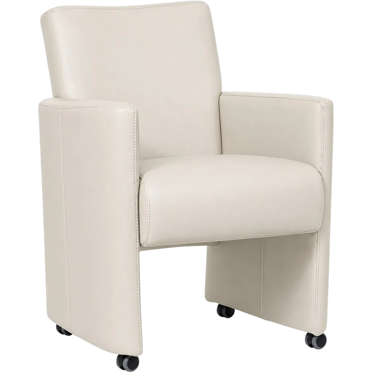afbeelding van Leren eetkamerstoel Elegant - Toledo Misty (crème) - Zonder handgreep