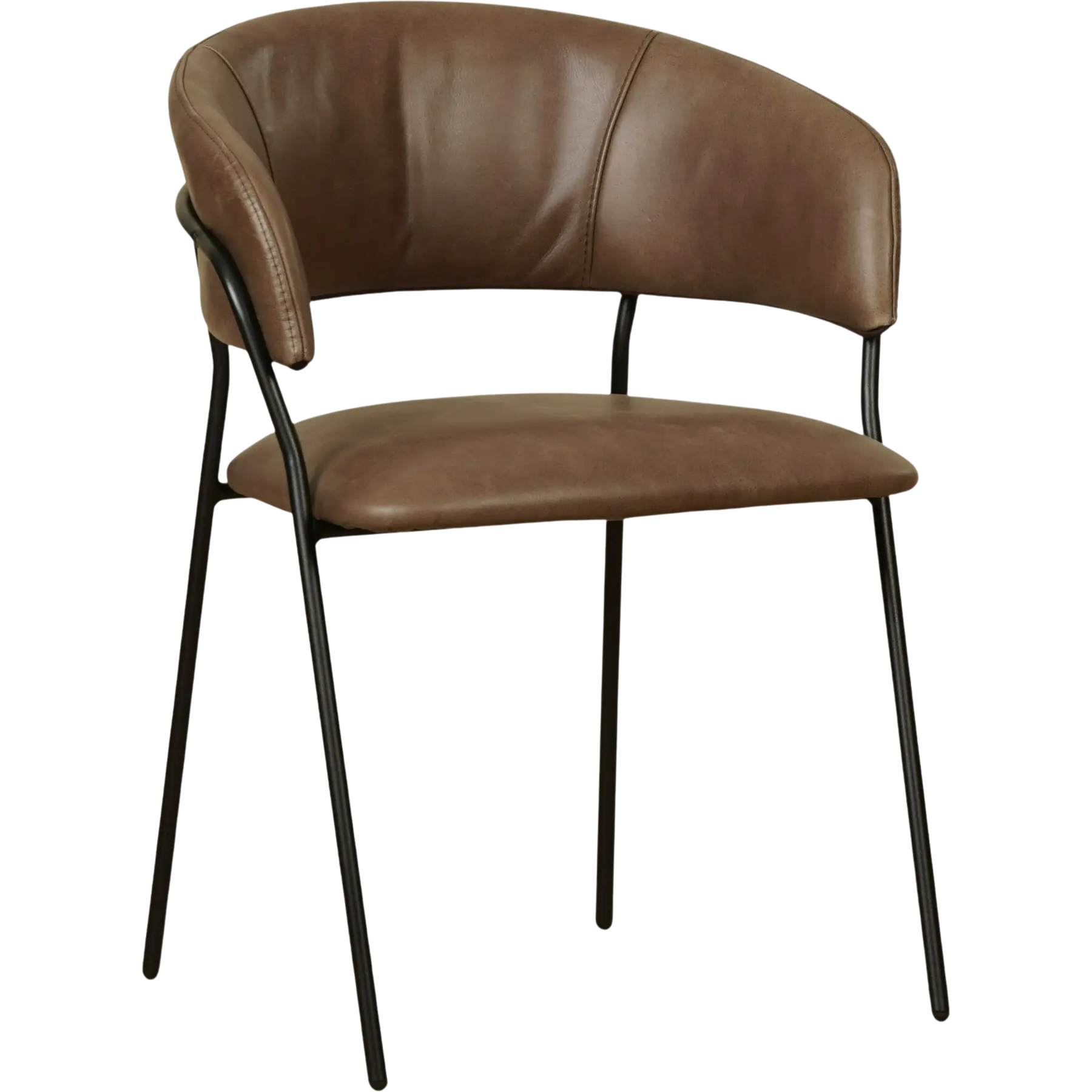 afbeelding van Leren eetkamerstoel met armleuning Glow - Vintage Brown (bruin)