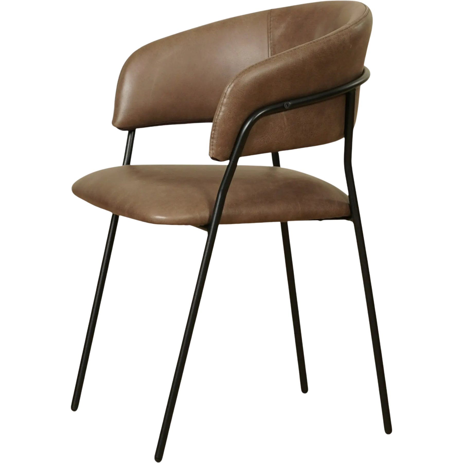 afbeelding van Leren eetkamerstoel met armleuning Glow - Vintage Brown (bruin)