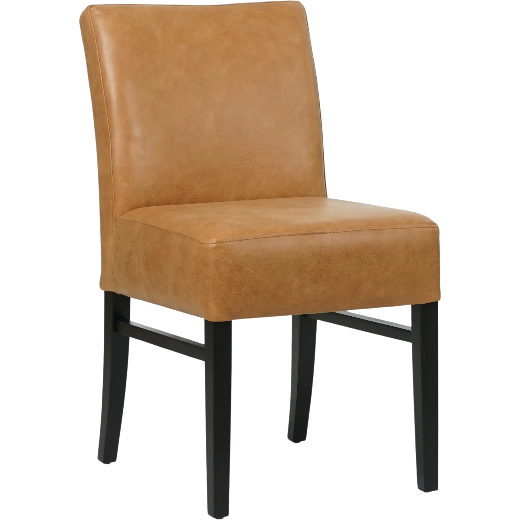 afbeelding van Leren eetkamerstoel Hold - Vintage Cognac (cognac) - Poten hout zwart