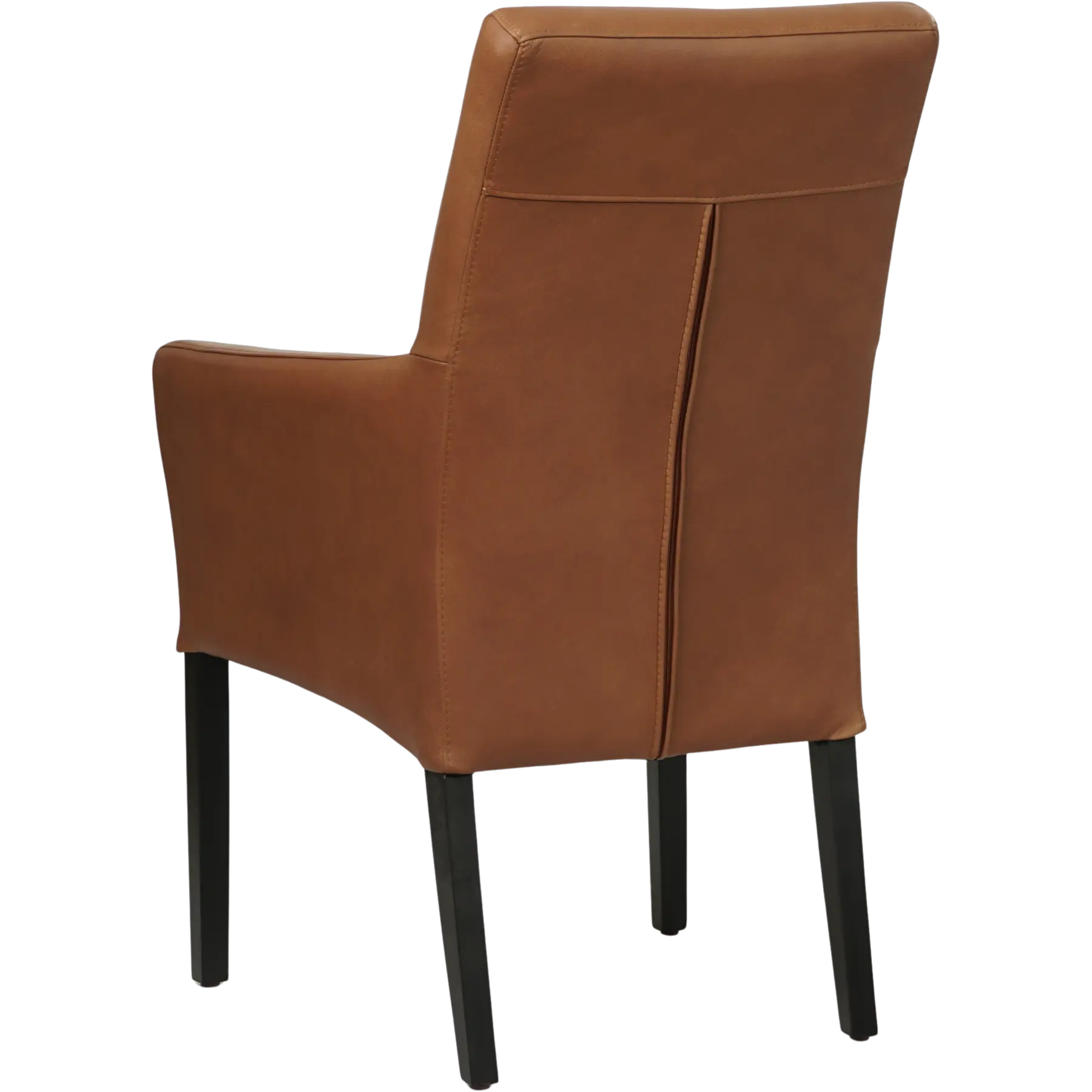 afbeelding van Leren eetkamerstoel Just met armleuning - Rancho Cognac (cognac) - Poten hout zwart