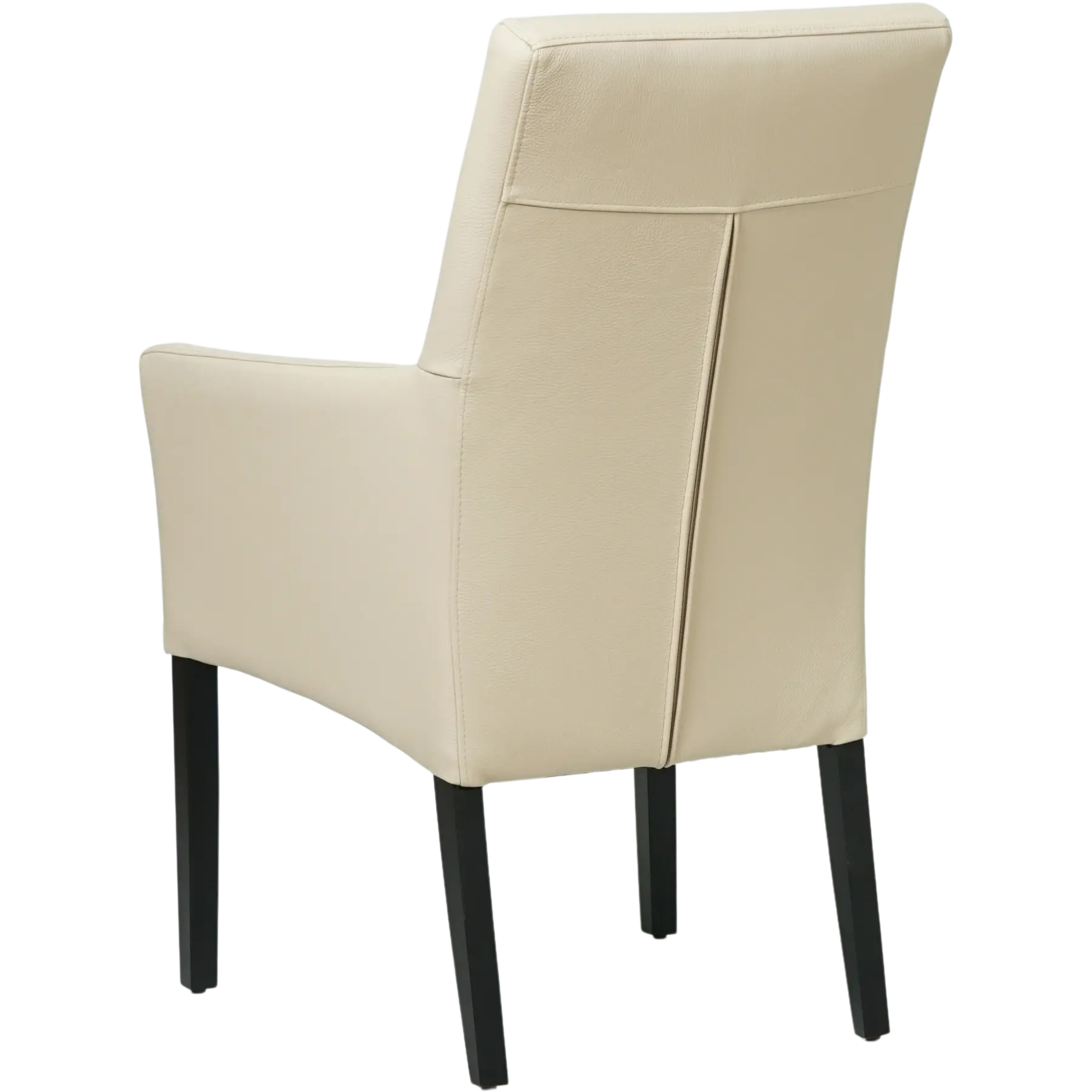 afbeelding van Leren eetkamerstoel Just met armleuning - Toledo Betulla (crème) - Poten hout zwart