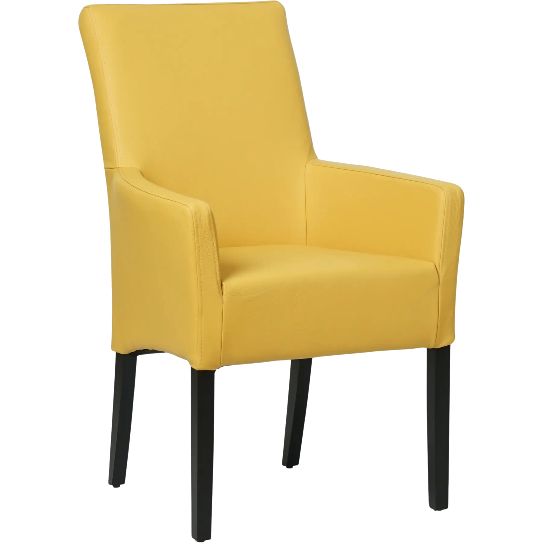 afbeelding van Leren eetkamerstoel Just met armleuning - Toledo Giallo (geel) - Poten hout zwart