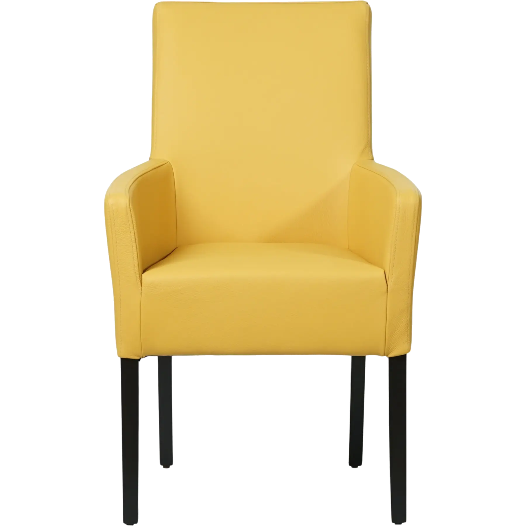 afbeelding van Leren eetkamerstoel Just met armleuning - Toledo Giallo (geel) - Poten hout zwart