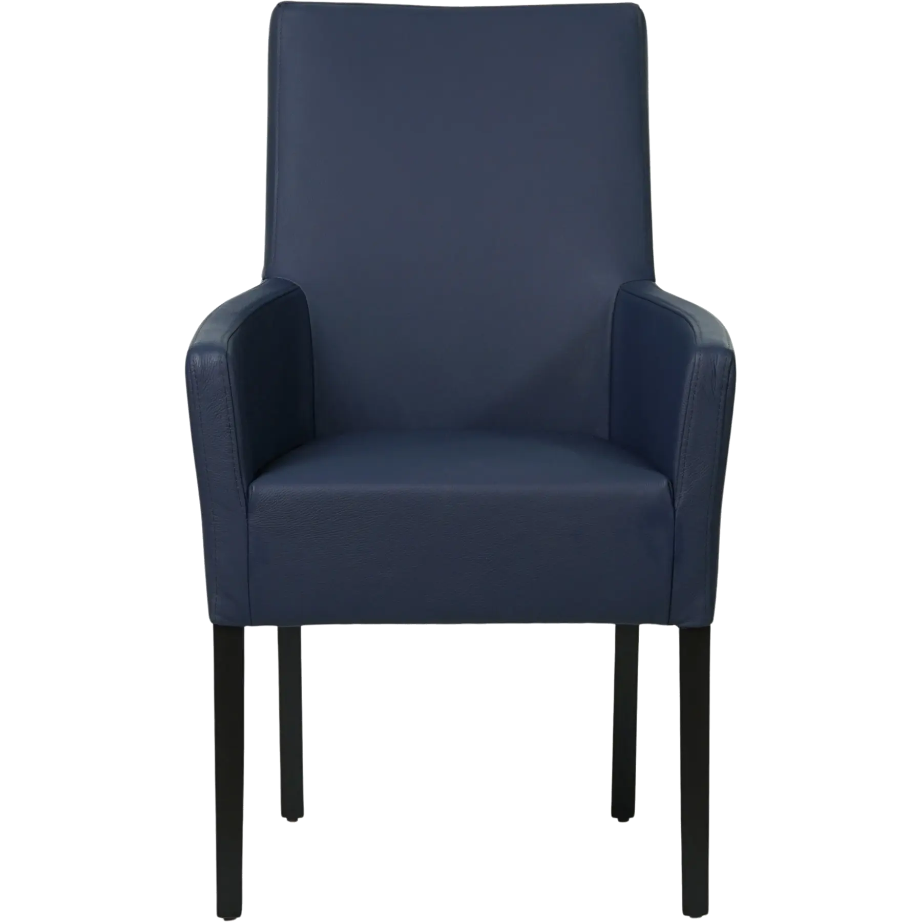 afbeelding van Leren eetkamerstoel Just met armleuning - Toledo Kobalt (blauw) - Poten hout zwart