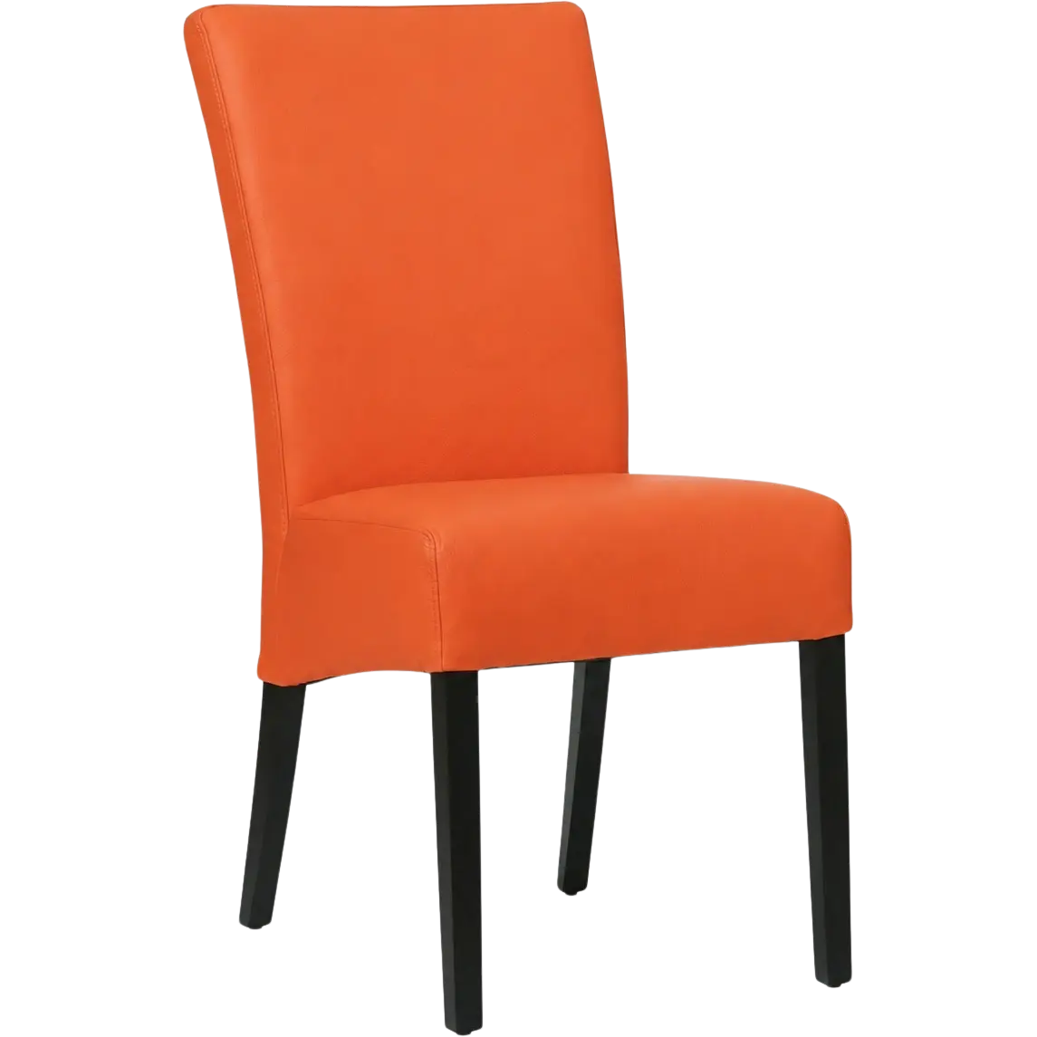 afbeelding van Leren eetkamerstoel Just - Toledo Orange (oranje) - Poten hout zwart