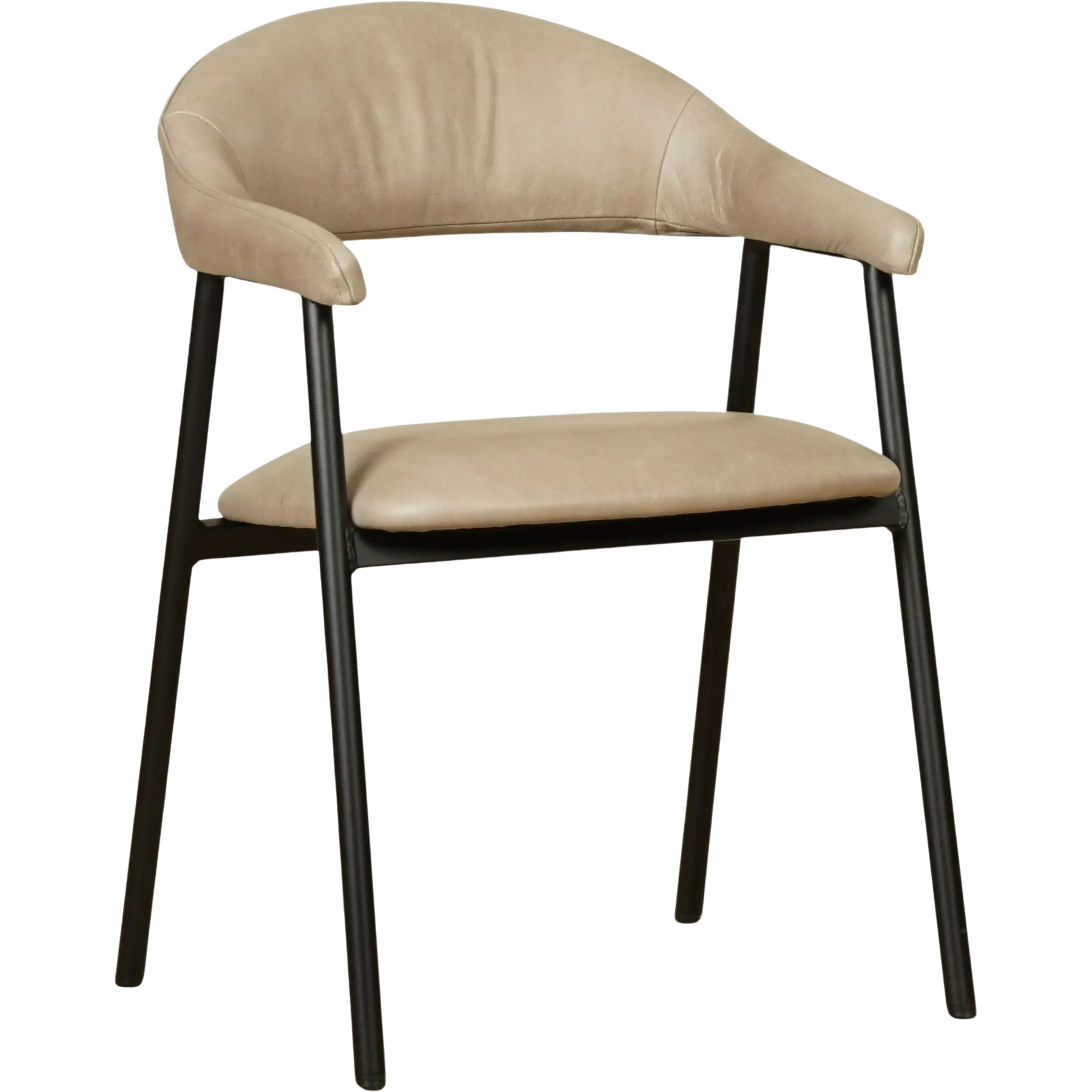 afbeelding van Leren eetkamerstoel met armleuning Line - Vintage Taupe (taupe/bruin)