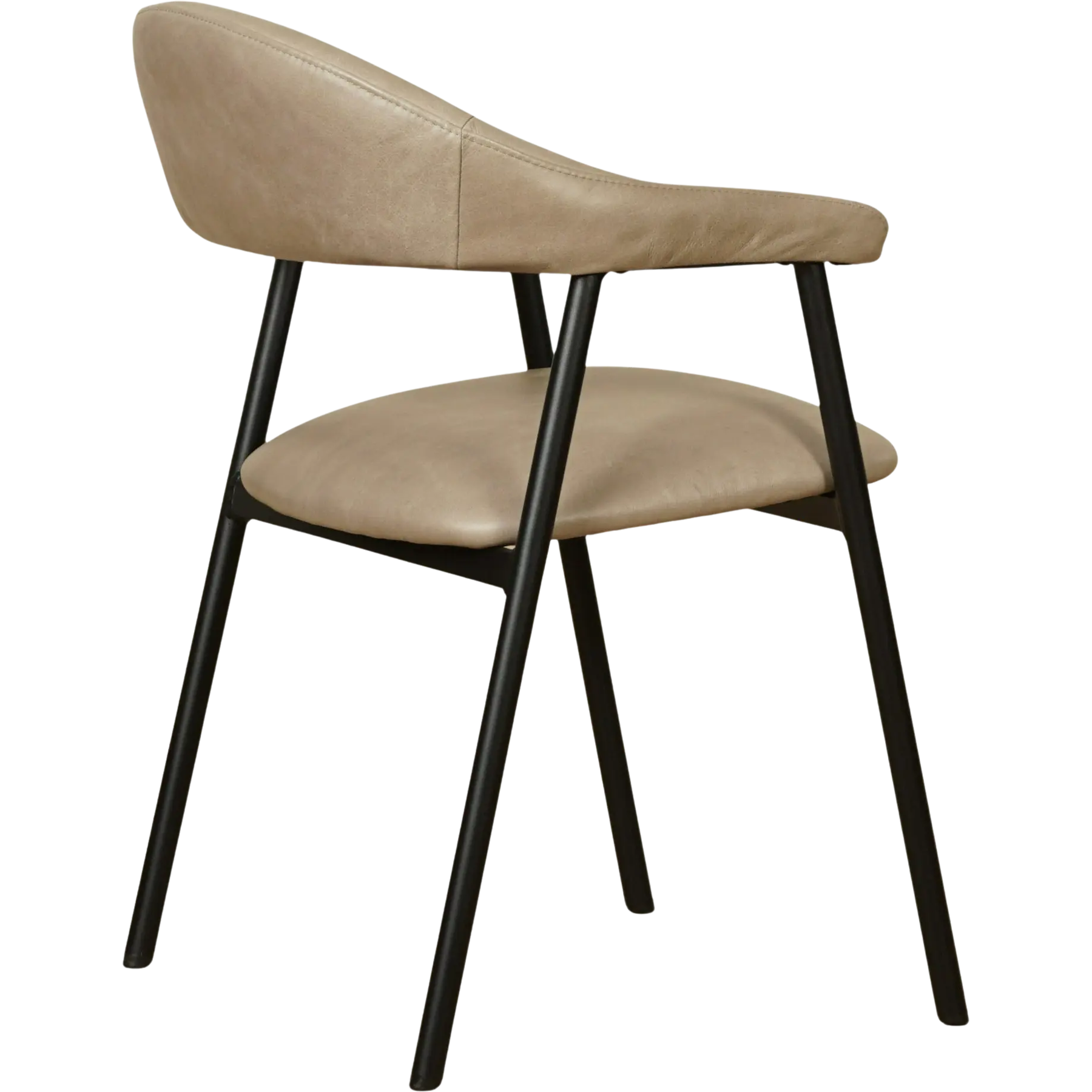 afbeelding van Leren eetkamerstoel met armleuning Line - Vintage Taupe (taupe/bruin)