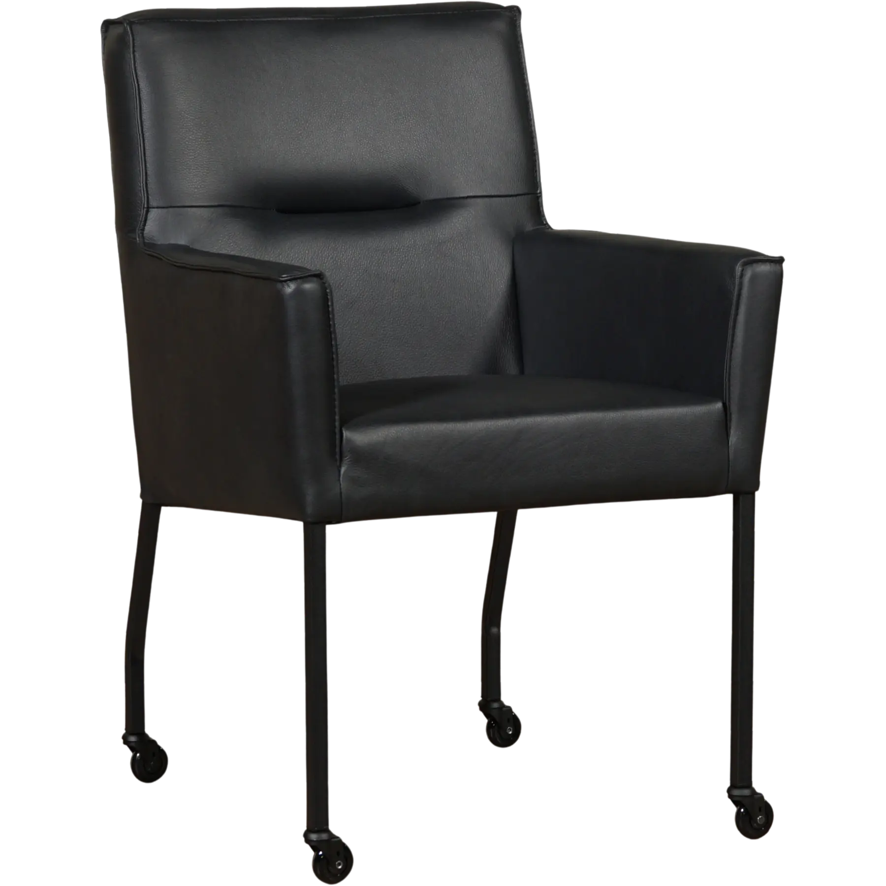 afbeelding van Leren eetkamerstoel Lucky - Granada Black (zwart)