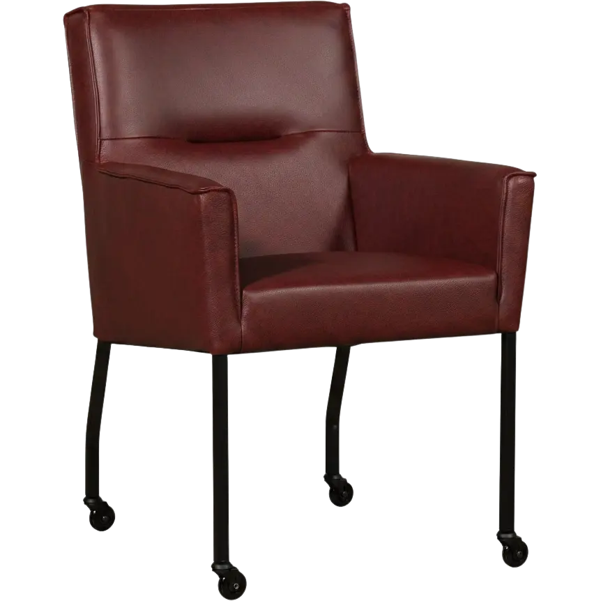 afbeelding van Leren eetkamerstoel Lucky - Granada Rouge (rood)