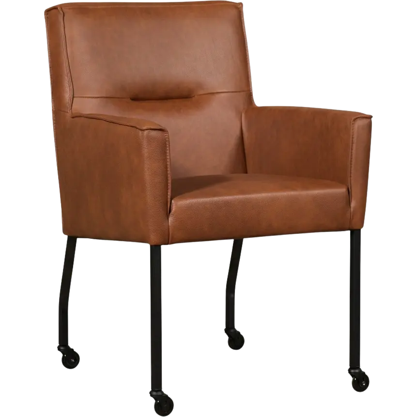 afbeelding van Leren eetkamerstoel Lucky - Granada Savannah (cognac)