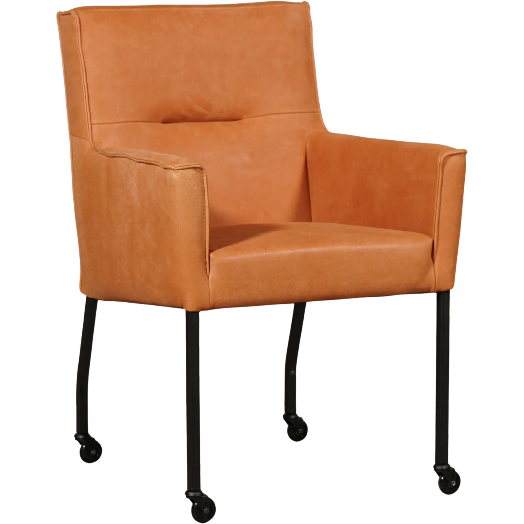 afbeelding van Leren eetkamerstoel Lucky - Kenia Rost (oranje)