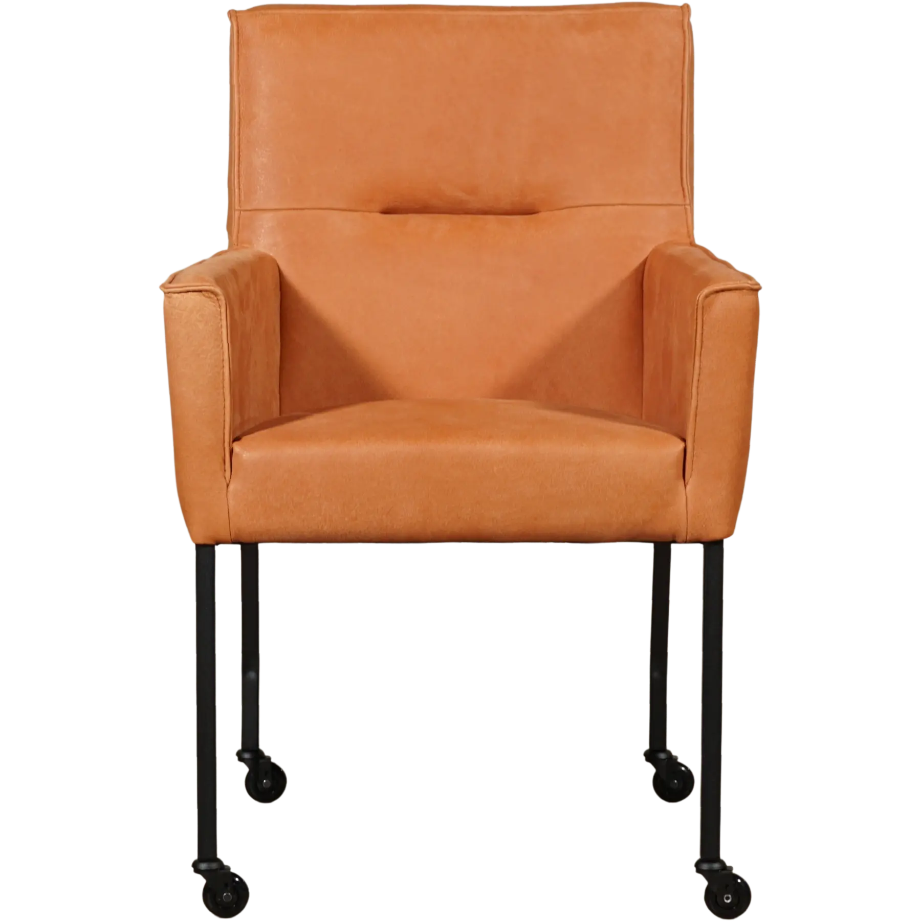 afbeelding van Leren eetkamerstoel Lucky - Kenia Rost (oranje)