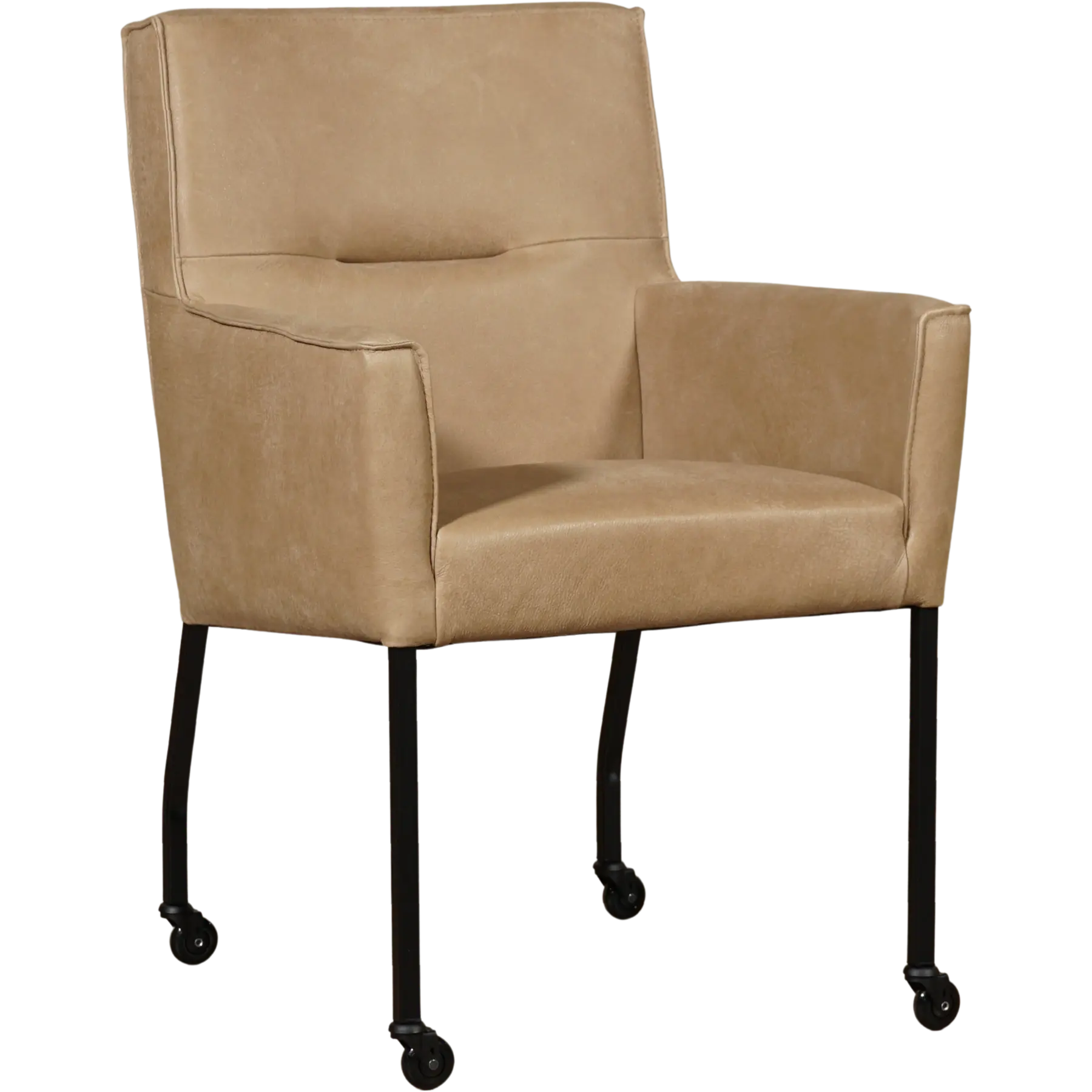 afbeelding van Leren eetkamerstoel Lucky - Kenia Taupe (taupe/bruin)