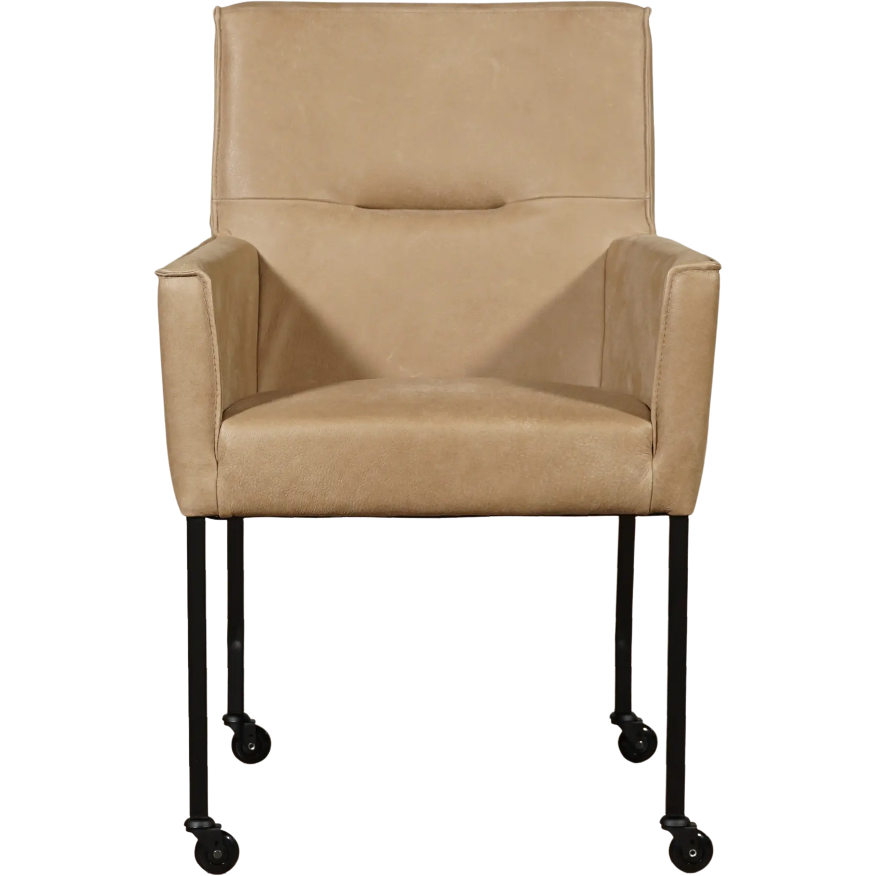 afbeelding van Leren eetkamerstoel Lucky - Kenia Taupe (taupe/bruin)