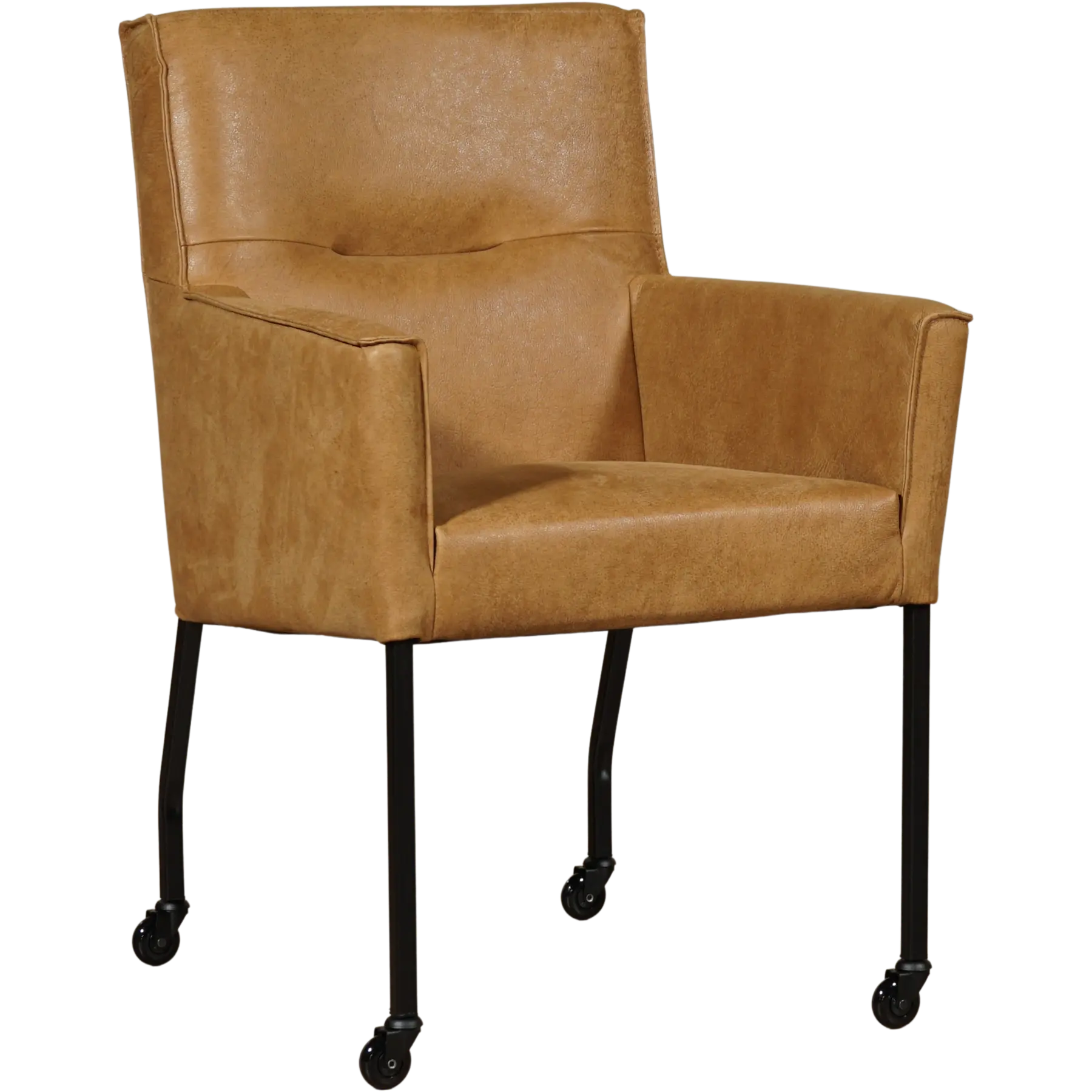 afbeelding van Leren eetkamerstoel Lucky - Kenia Walnut (cognac)