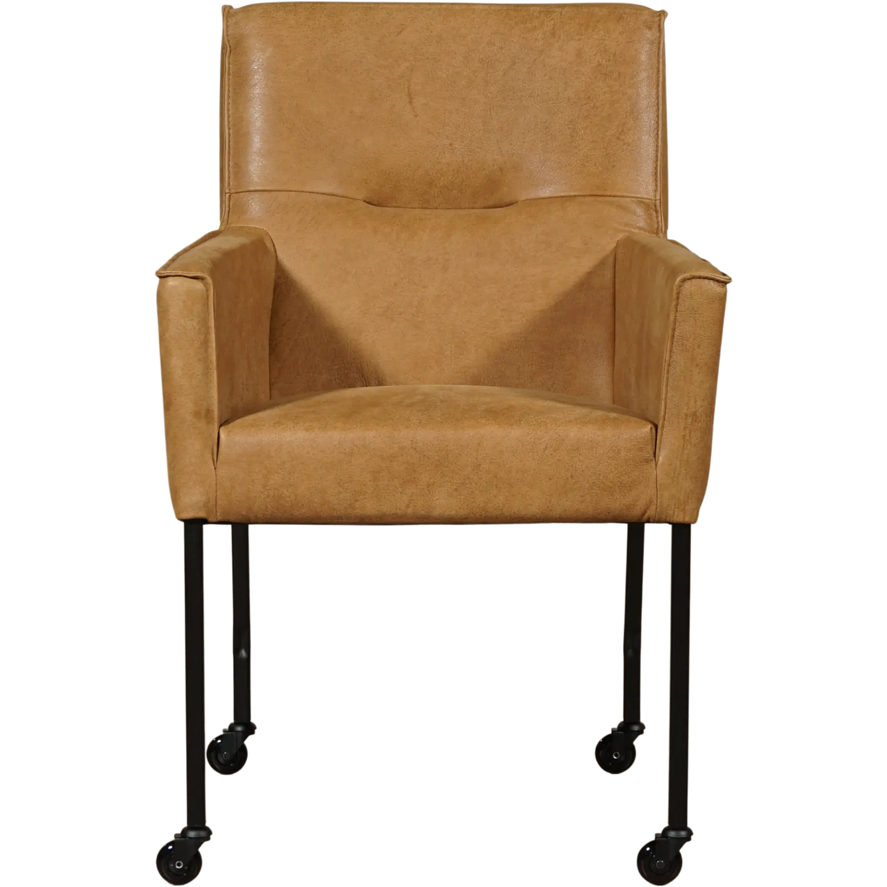 afbeelding van Leren eetkamerstoel Lucky - Kenia Walnut (cognac)