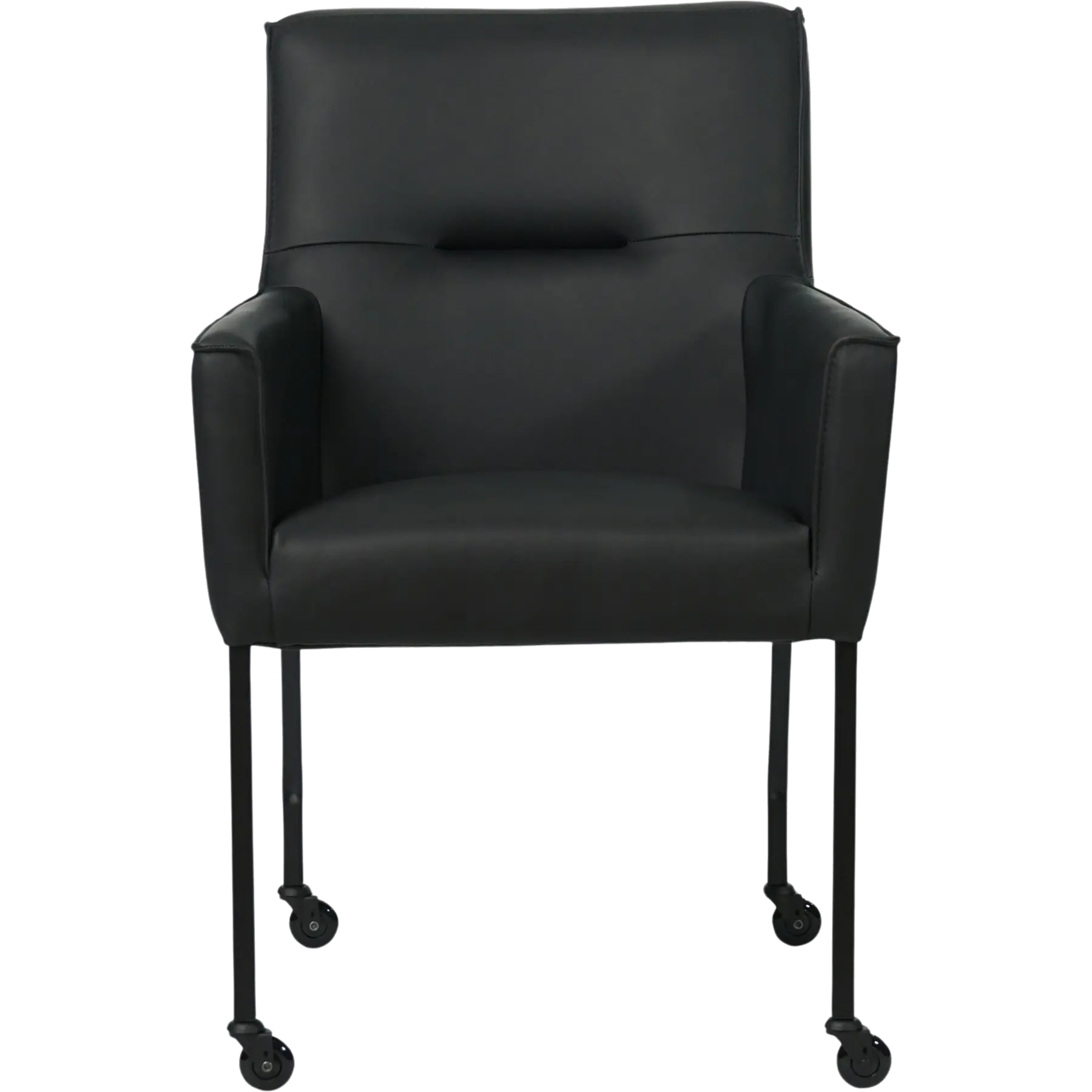 afbeelding van Leren eetkamerstoel Lucky - Rancho Nero (zwart)