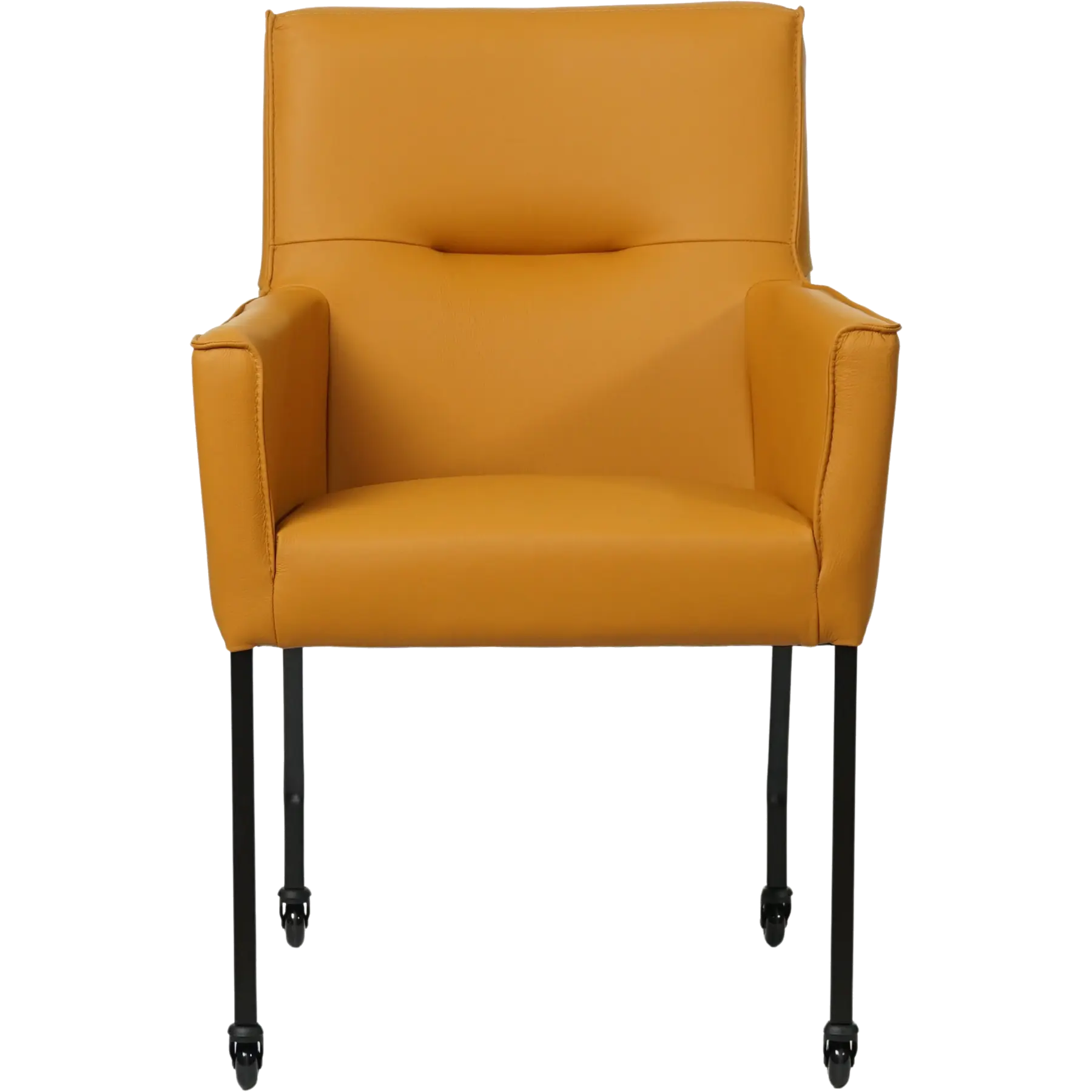 afbeelding van Leren eetkamerstoel Lucky - Toledo Leem (geel/bruin)