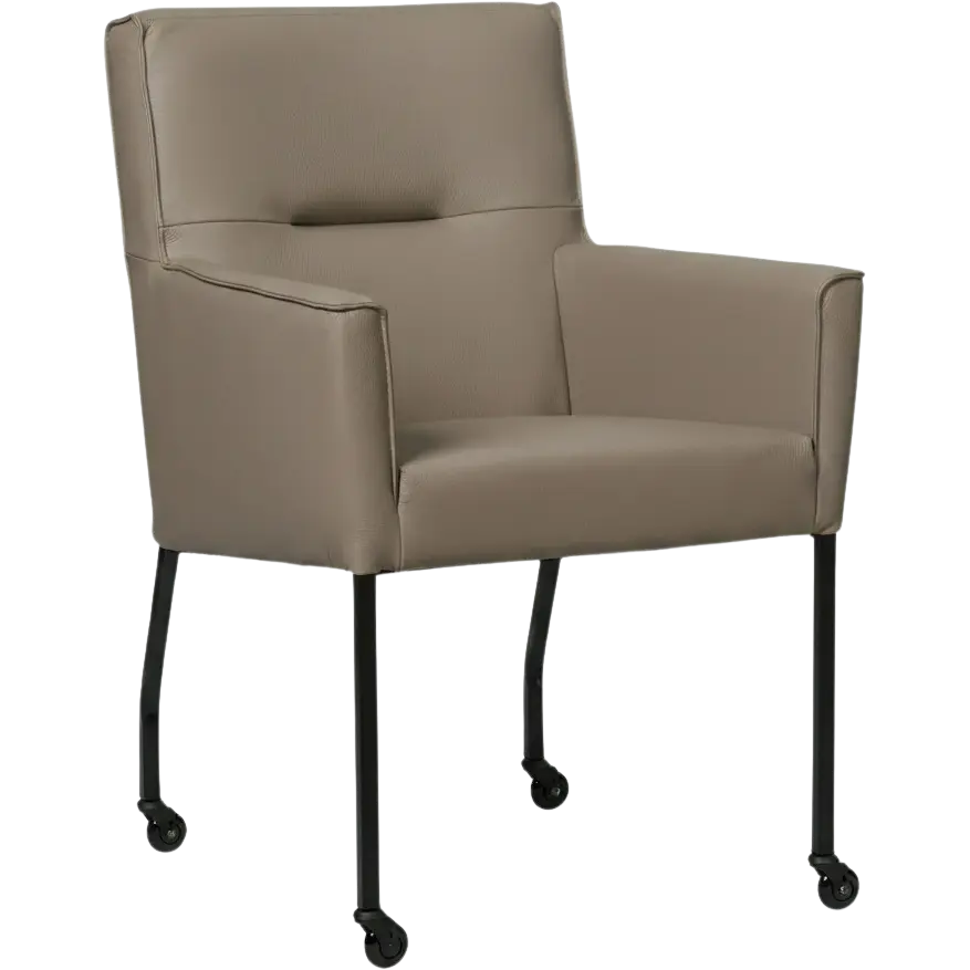 afbeelding van Leren eetkamerstoel Lucky - Toledo Mocca (taupe/bruin)