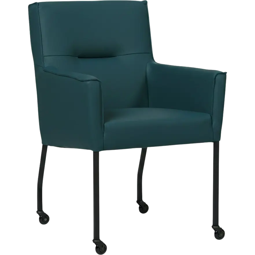 afbeelding van Leren eetkamerstoel Lucky - Toledo Turquoise (blauw)