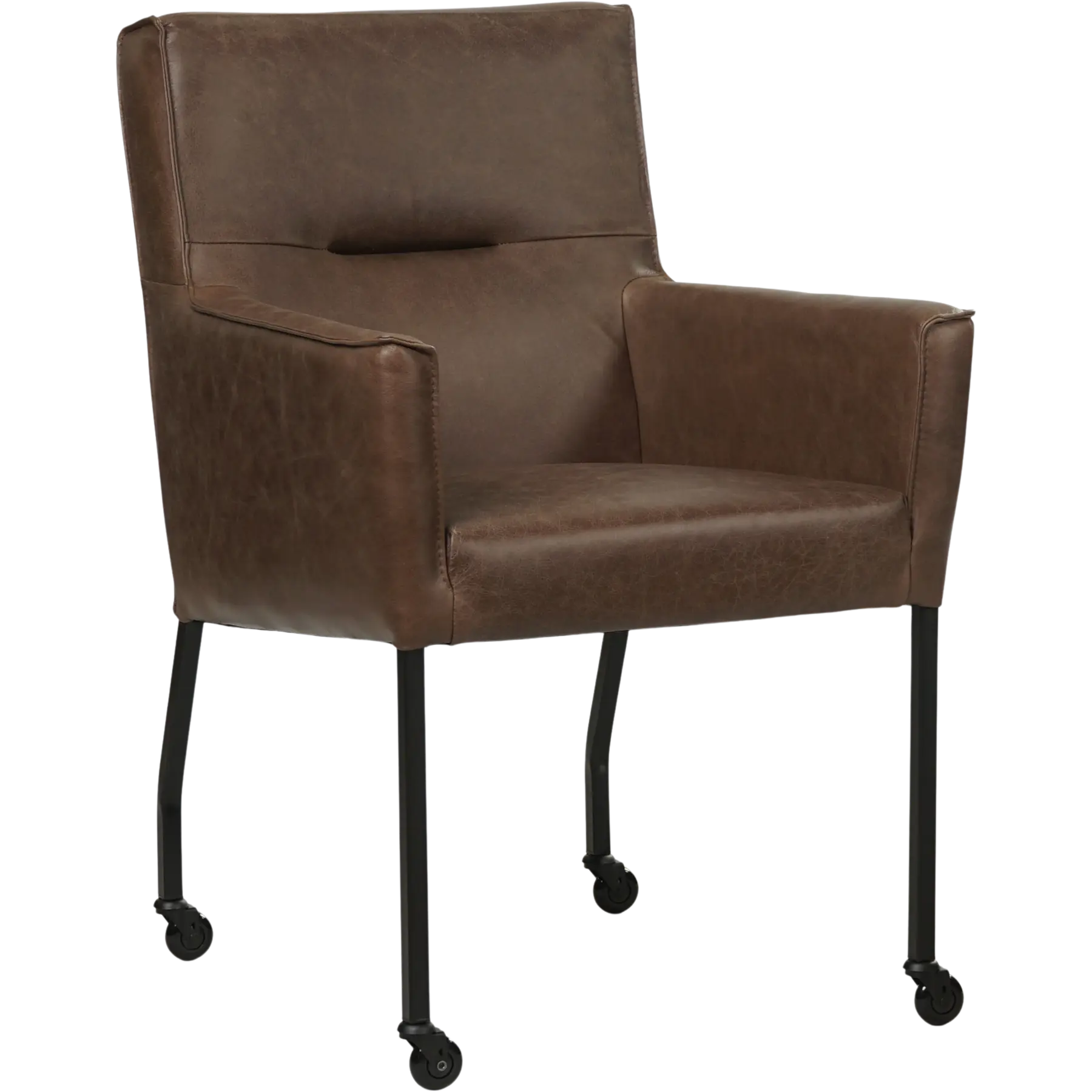 afbeelding van Leren eetkamerstoel Lucky - Vintage Brown (bruin)