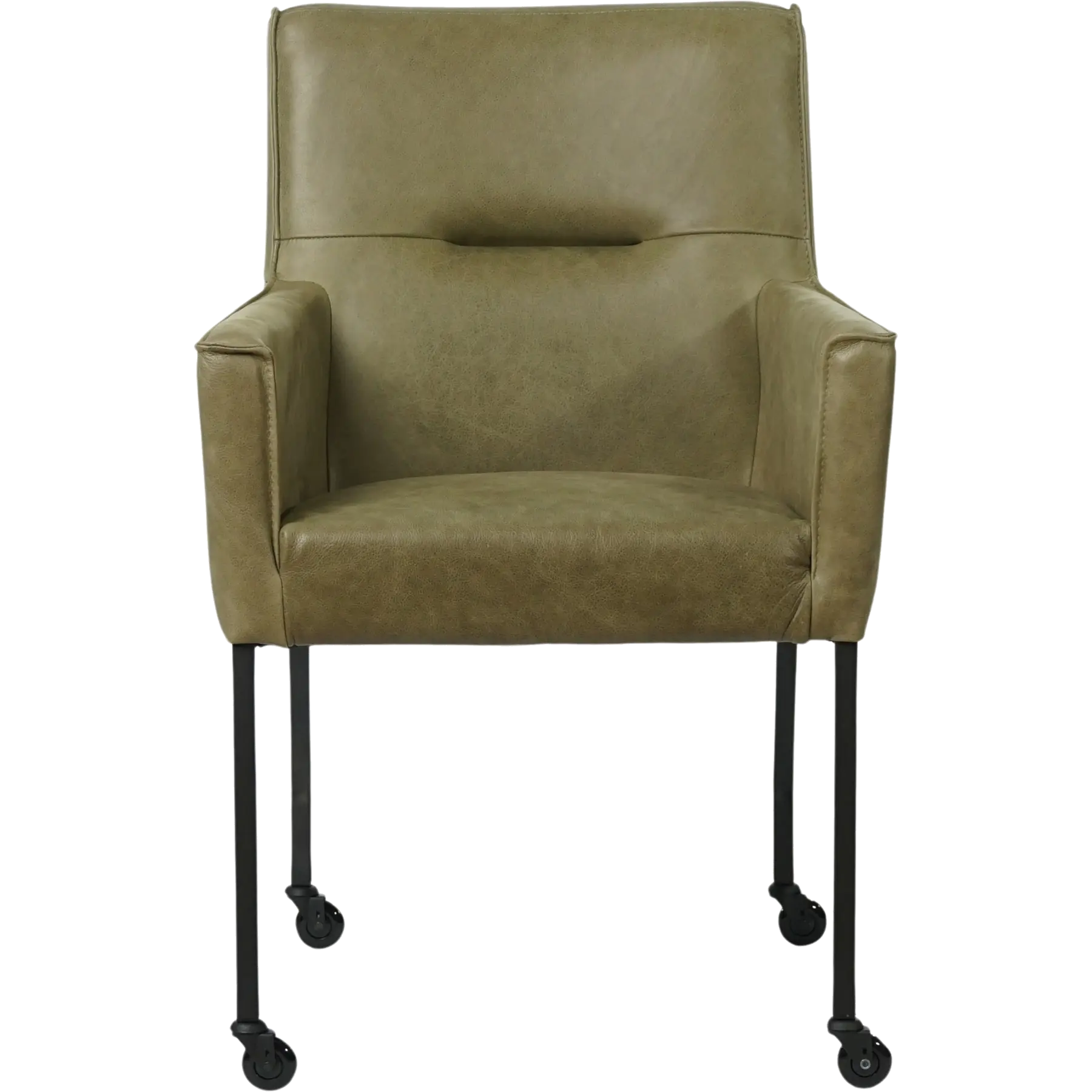 afbeelding van Leren eetkamerstoel Lucky - Vintage Olive (olijf/groen)