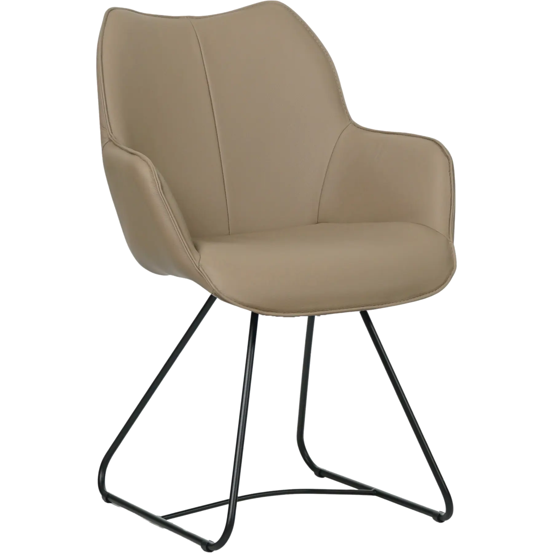 afbeelding van Leren eetkamerstoel Magic - Hermes Mocca (taupe/bruin) - U-poot staal rond zwart