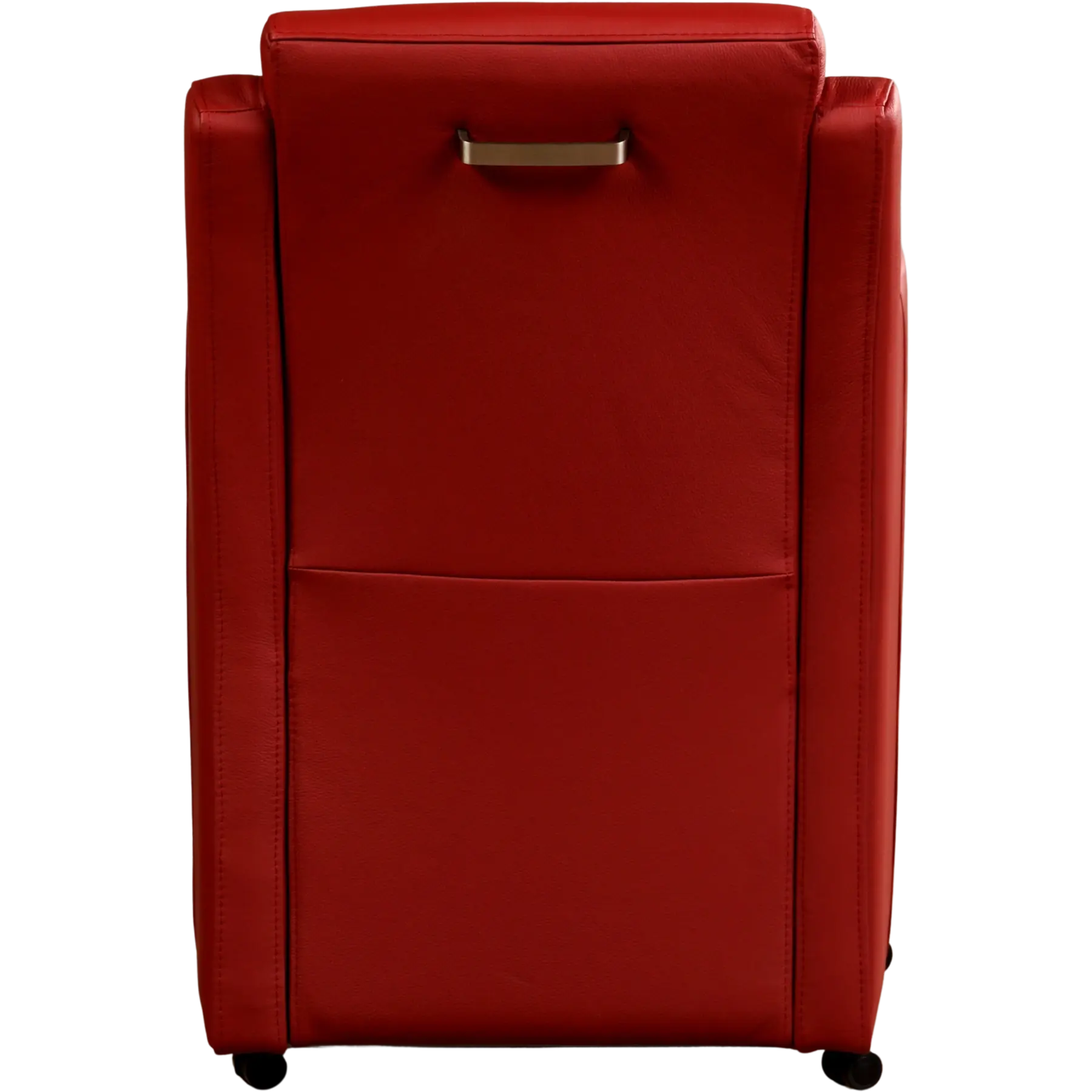 afbeelding van Leren eetkamerstoel Mass - Hermes Red (rood) - Met handgreep RVS