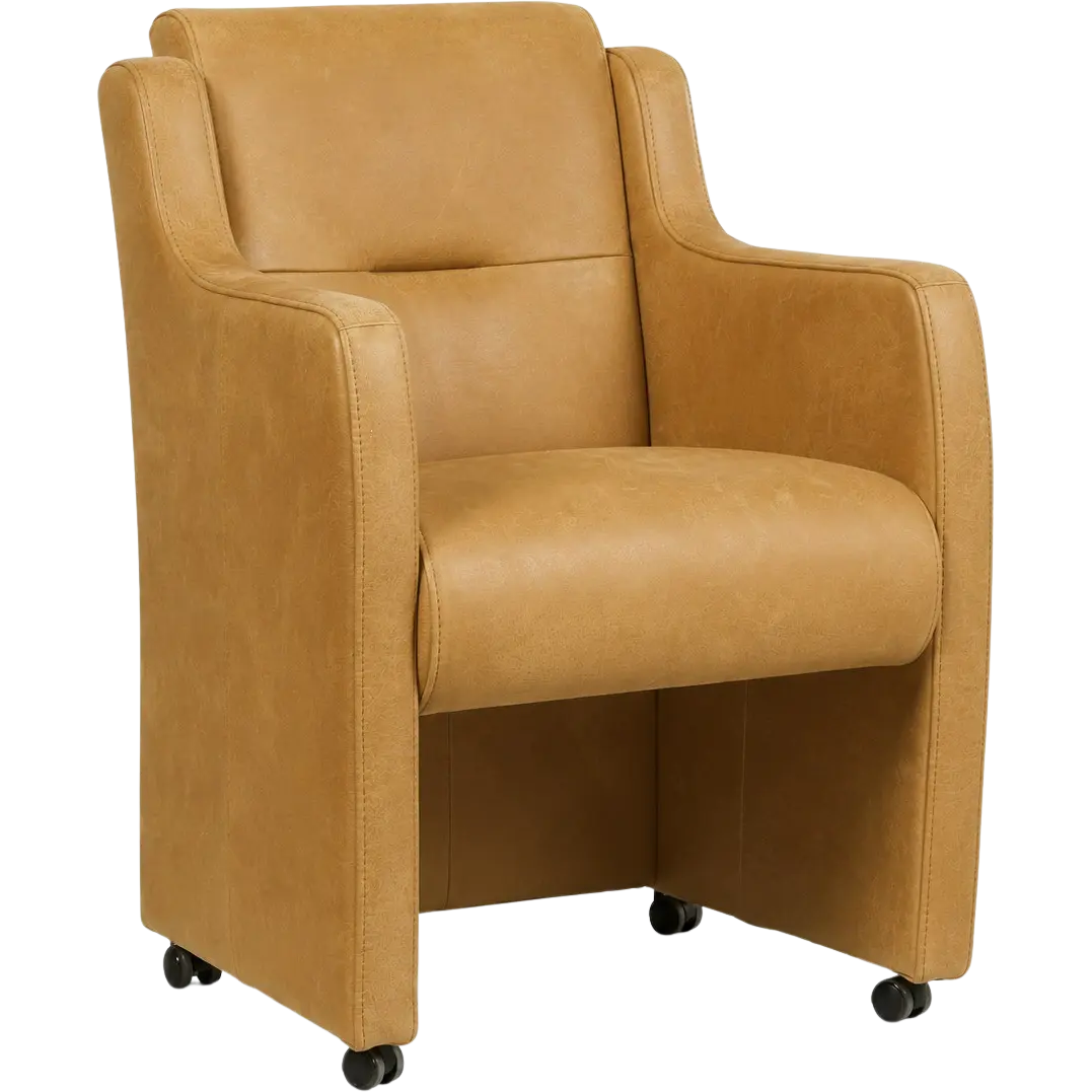 afbeelding van Leren eetkamerstoel Mass - Kenia Walnut (cognac) - Met handgreep zwart