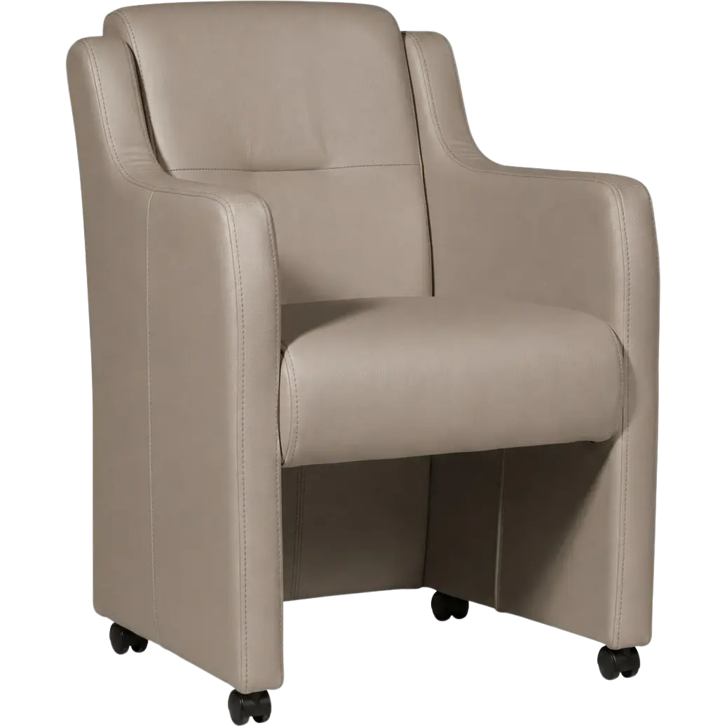 afbeelding van Leren eetkamerstoel Mass - Toledo Khaki (taupe/bruin) - Zonder handgreep