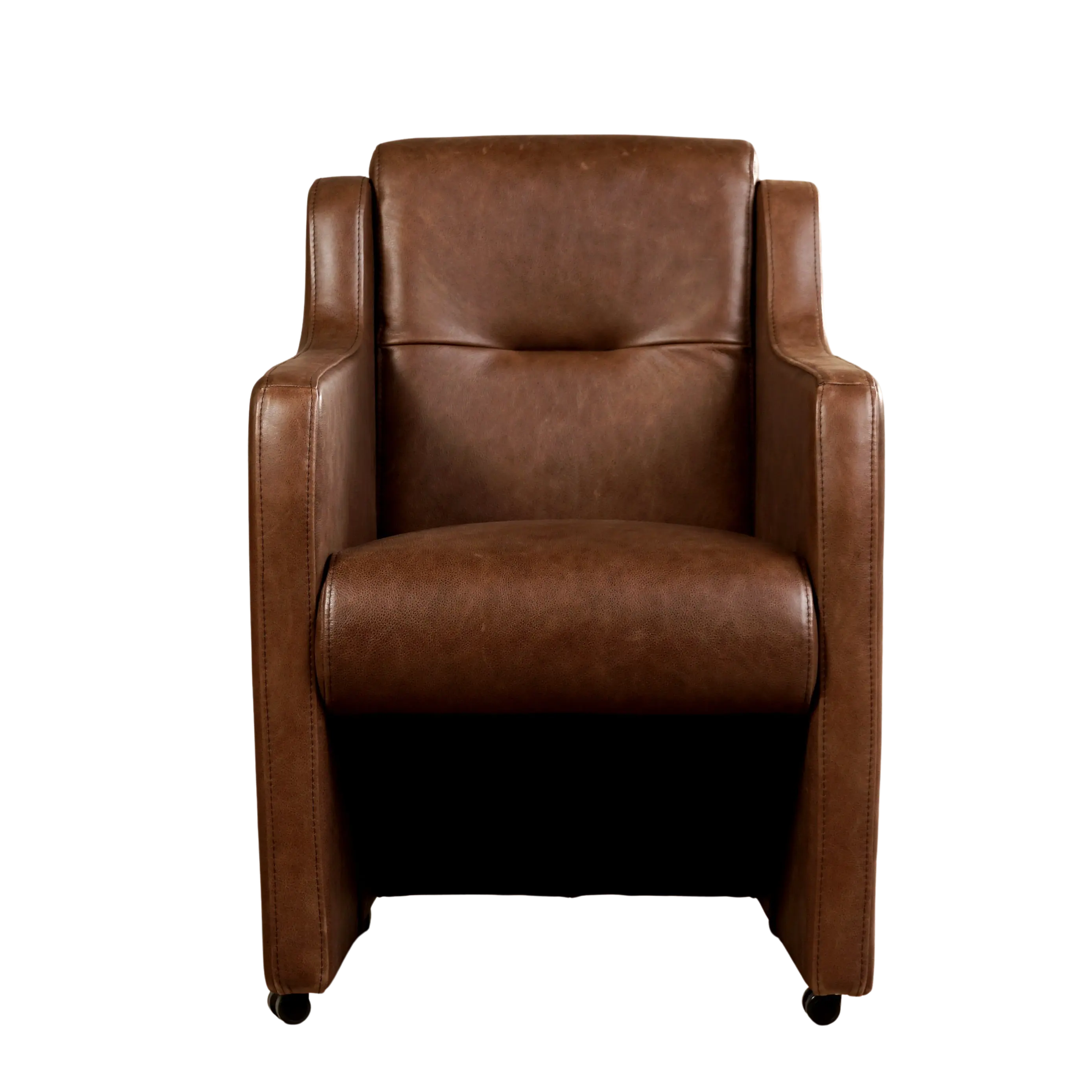 afbeelding van Leren eetkamerstoel Mass - Vintage Brown (bruin) - Zonder handgreep