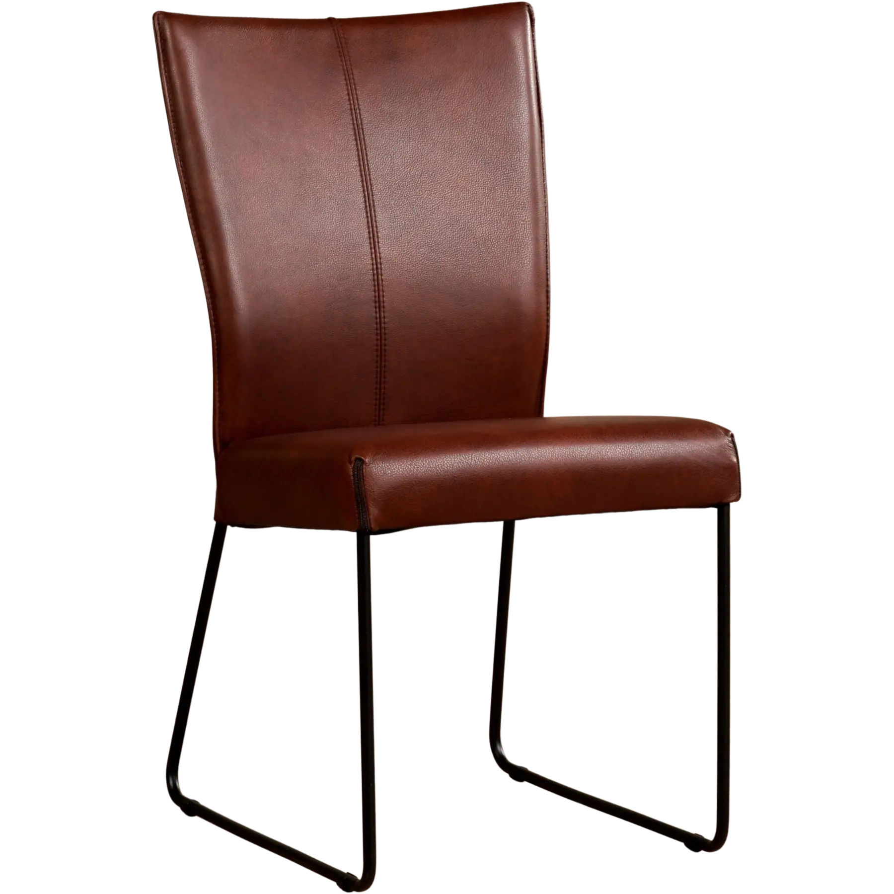 afbeelding van Leren eetkamerstoel Mate - Granada Cognac (donkercognac) - U-poot staal rond zwart