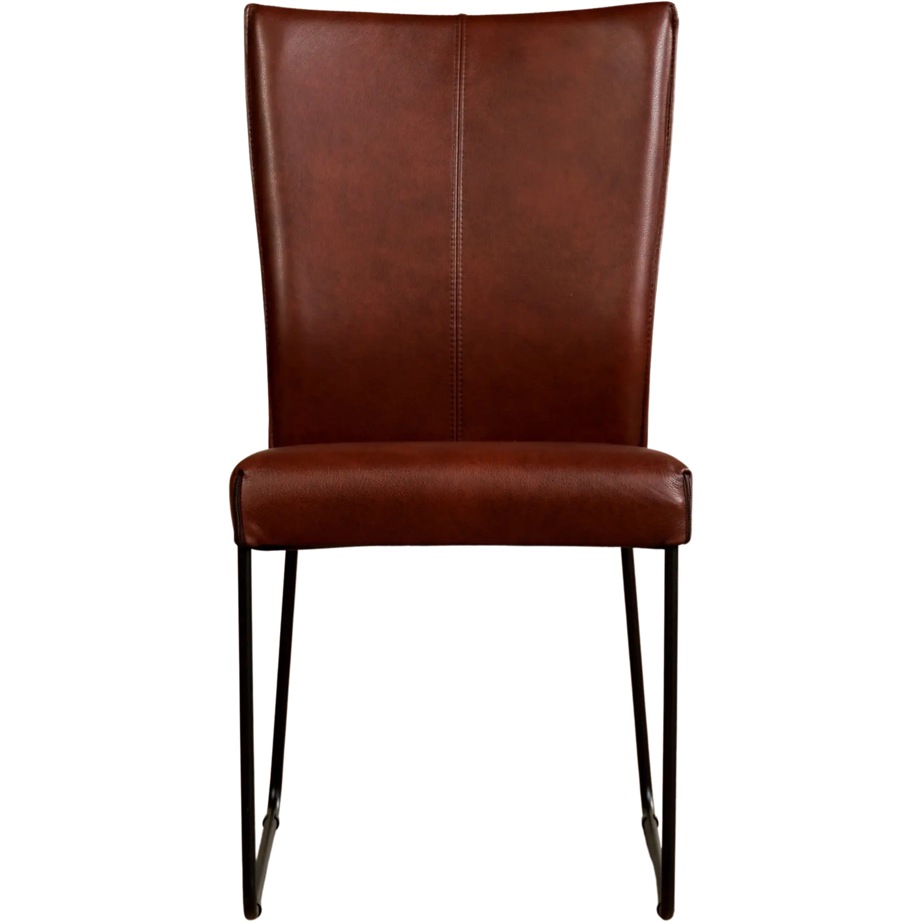 afbeelding van Leren eetkamerstoel Mate - Granada Cognac (donkercognac) - U-poot staal rond zwart