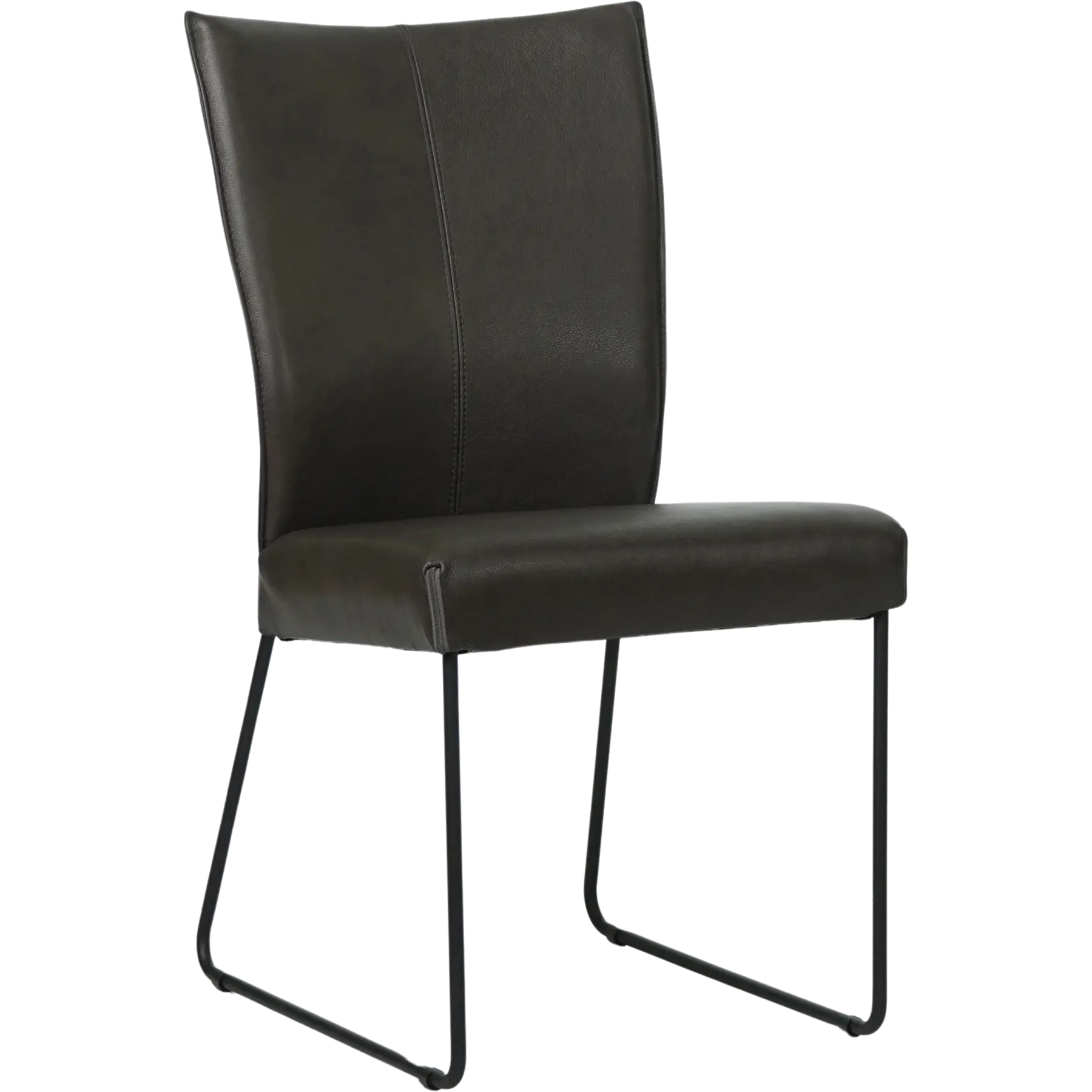 afbeelding van Leren eetkamerstoel Mate - Granada Graphite (donkergrijs) - U-poot staal rond zwart