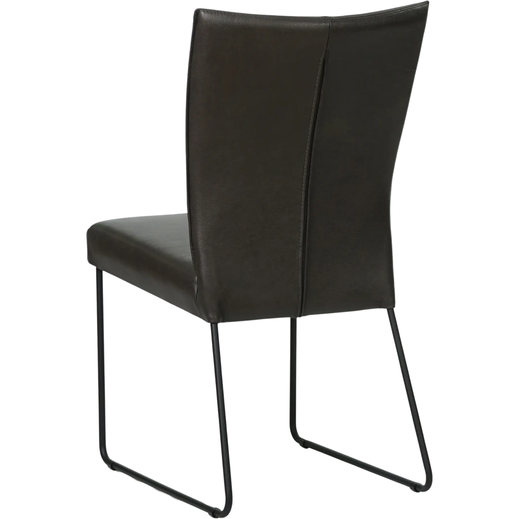 afbeelding van Leren eetkamerstoel Mate - Granada Graphite (donkergrijs) - U-poot staal rond zwart