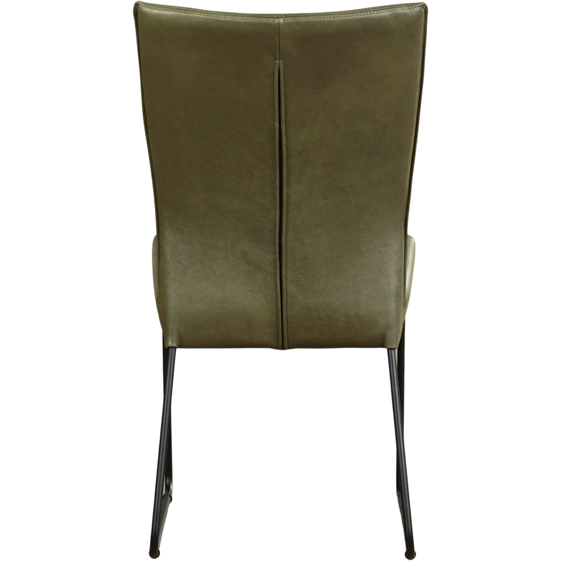 afbeelding van Leren eetkamerstoel Mate - Granada Moss (olijf/groen) - U-poot staal rond zwart