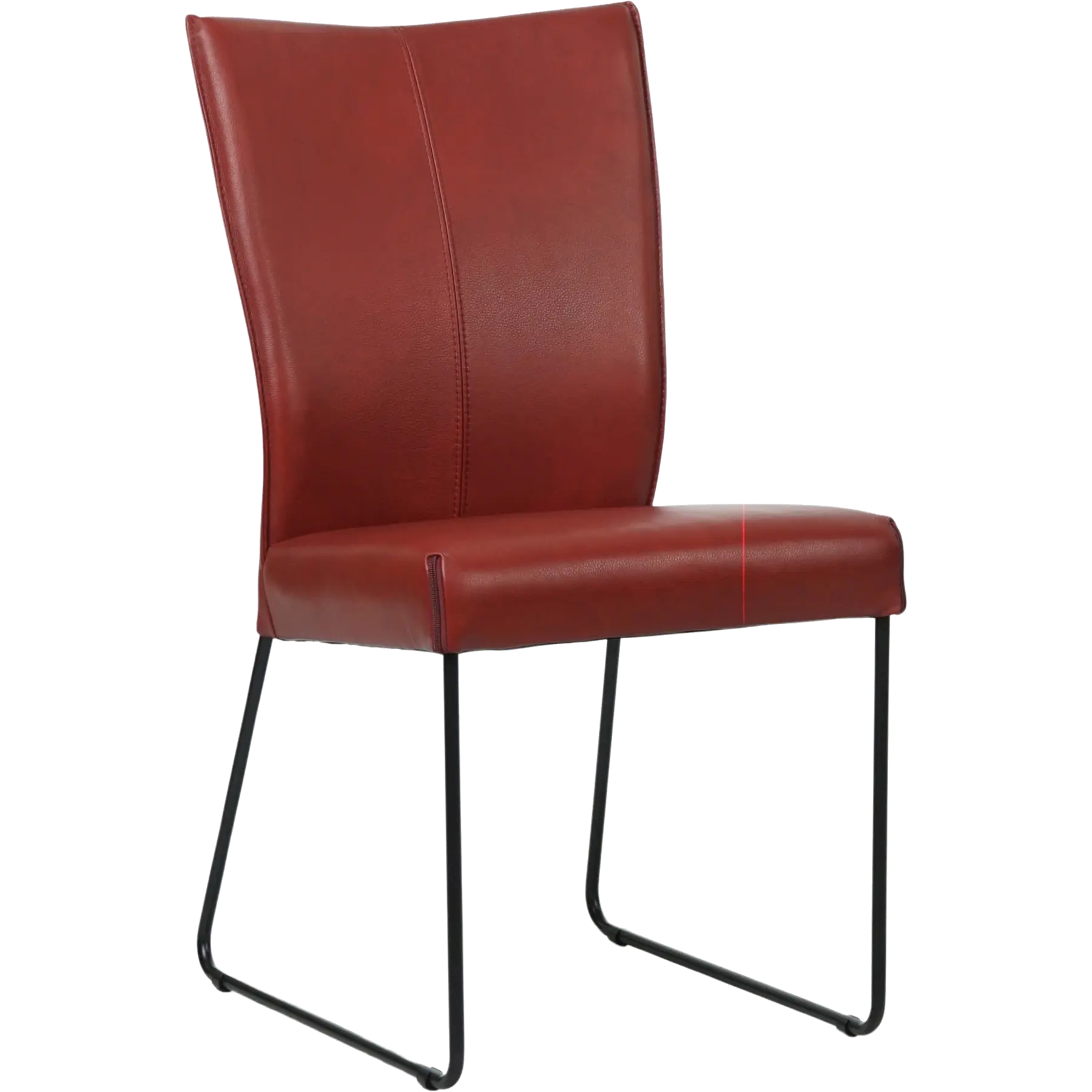 afbeelding van Leren eetkamerstoel Mate - Granada Rouge (rood) - U-poot staal rond zwart