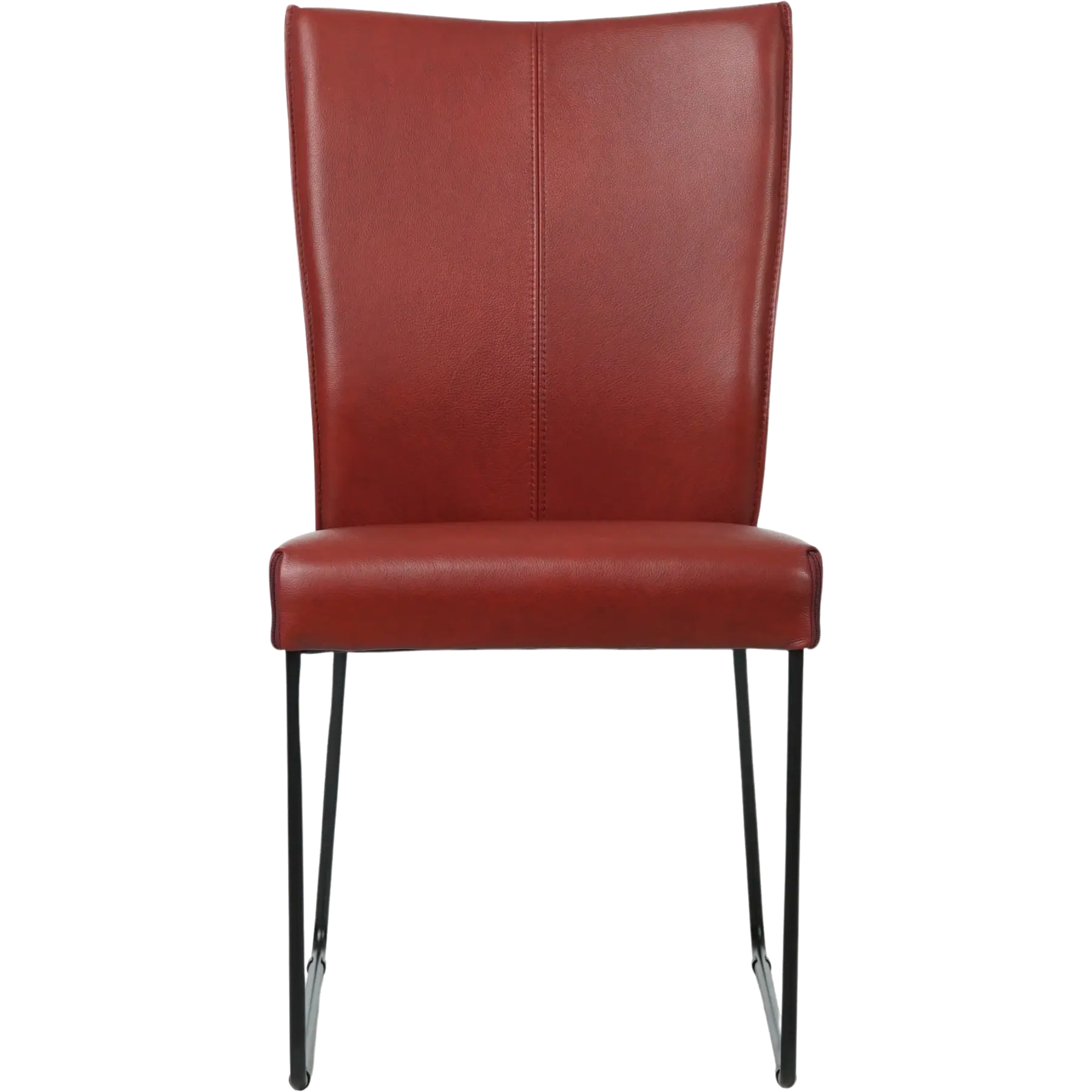 afbeelding van Leren eetkamerstoel Mate - Granada Rouge (rood) - U-poot staal rond zwart