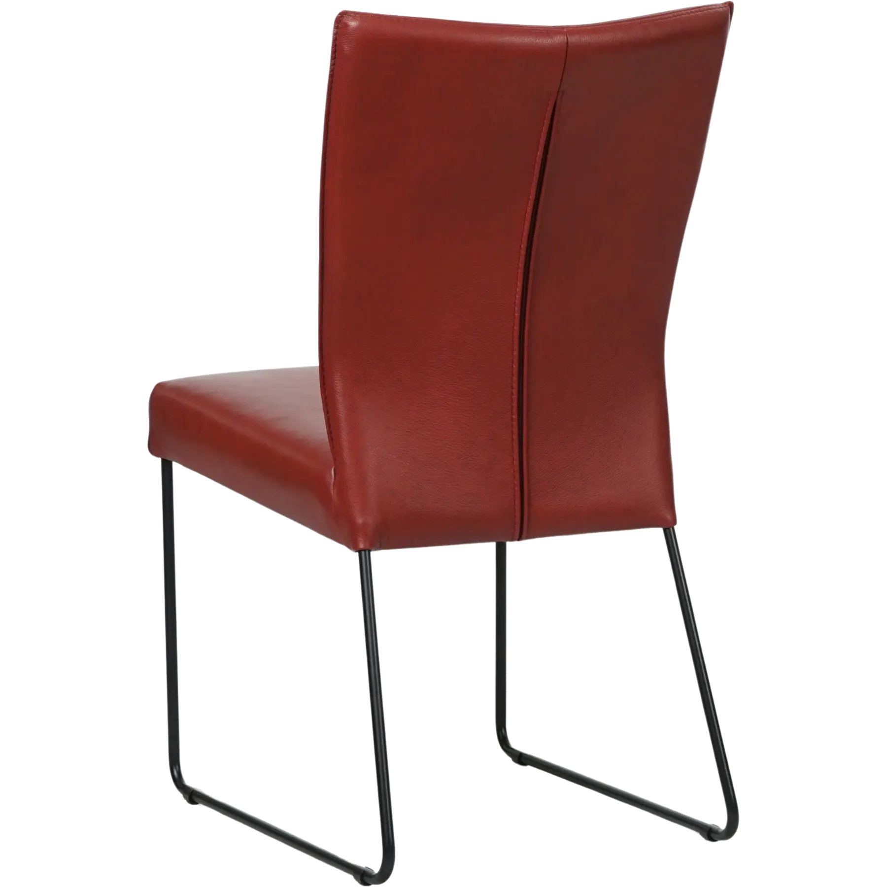 afbeelding van Leren eetkamerstoel Mate - Granada Rouge (rood) - U-poot staal rond zwart