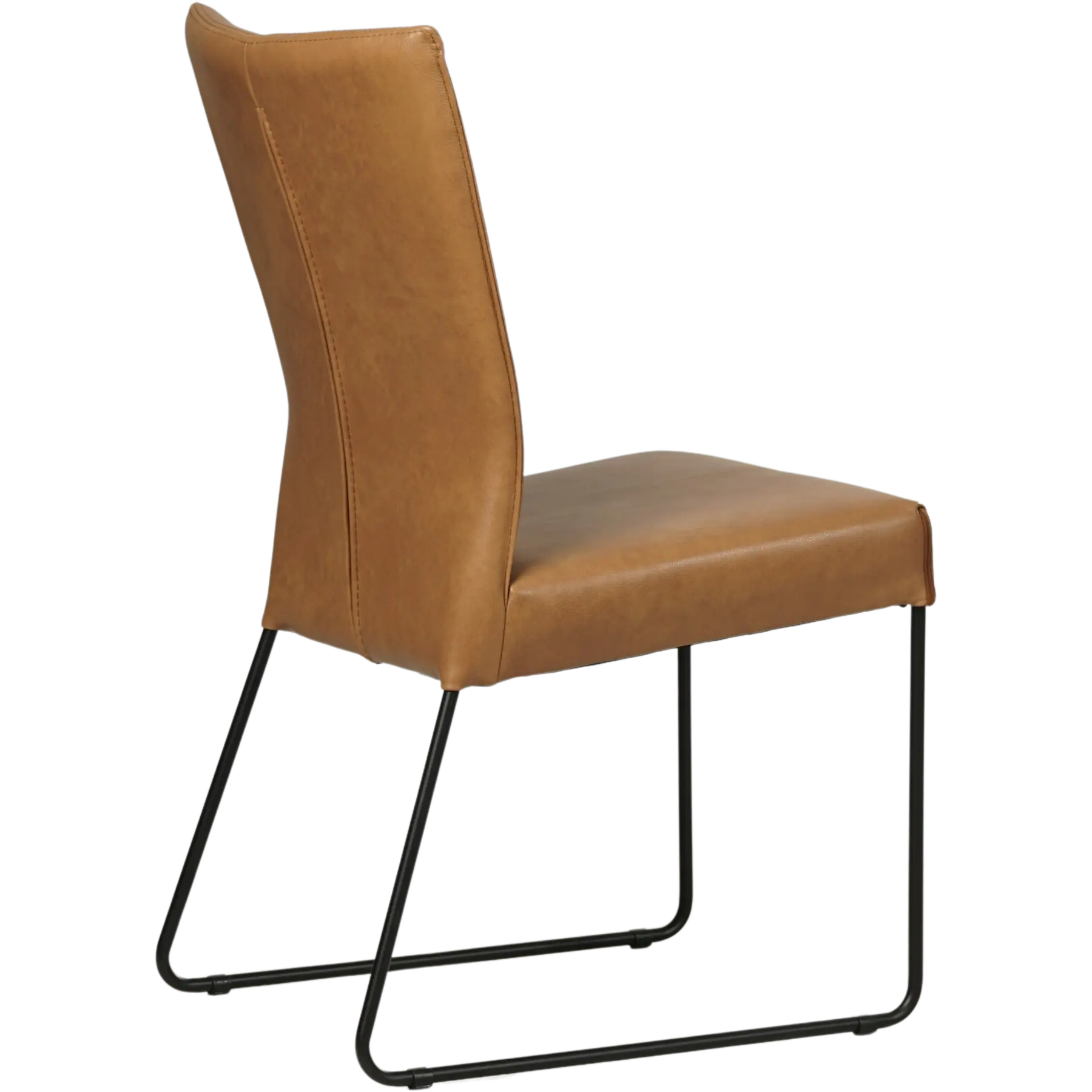 afbeelding van Leren eetkamerstoel Mate - Granada Sahara (cognac) - U-poot staal rond zwart