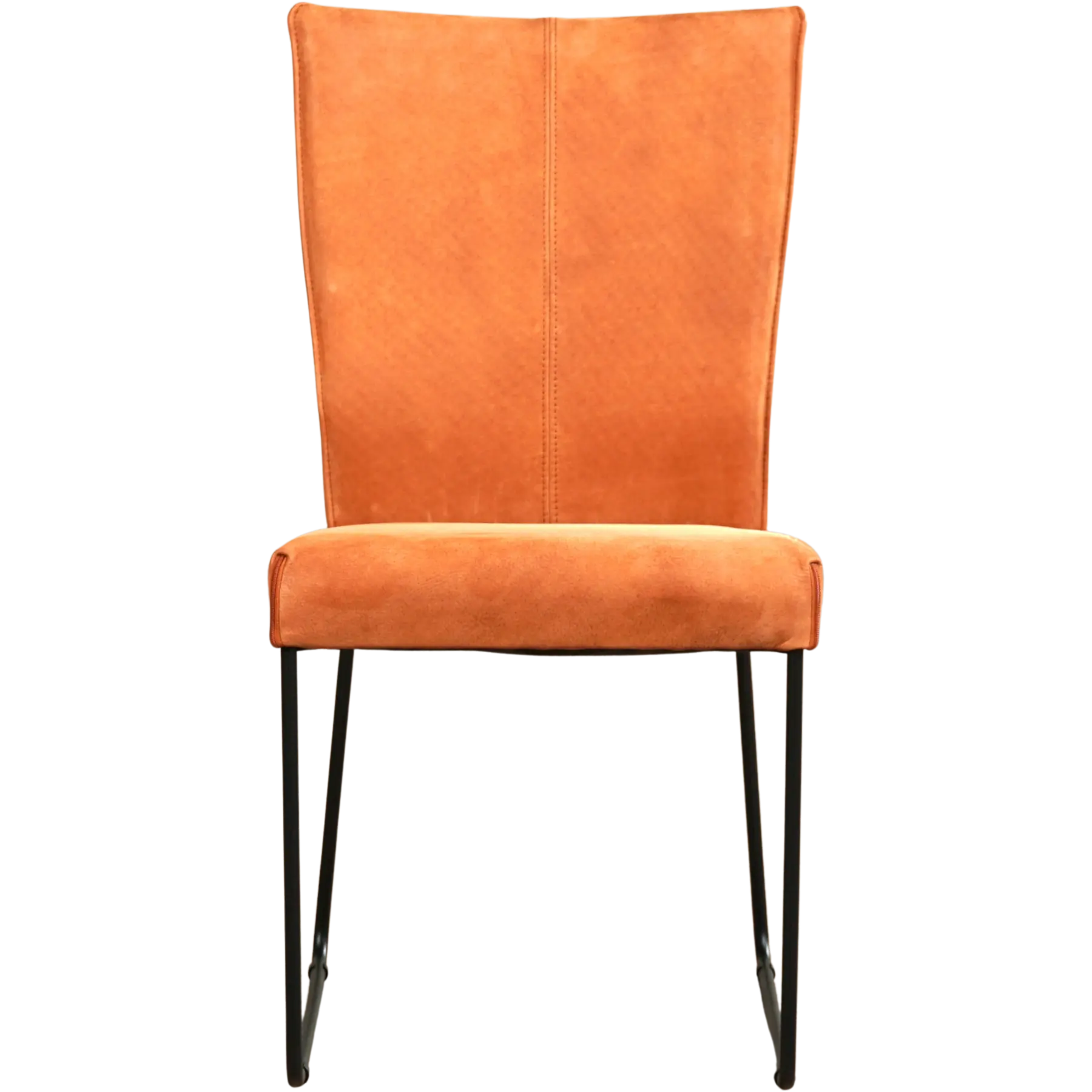 afbeelding van Leren eetkamerstoel Mate - Kenia Rost (oranje) - U-poot staal rond zwart