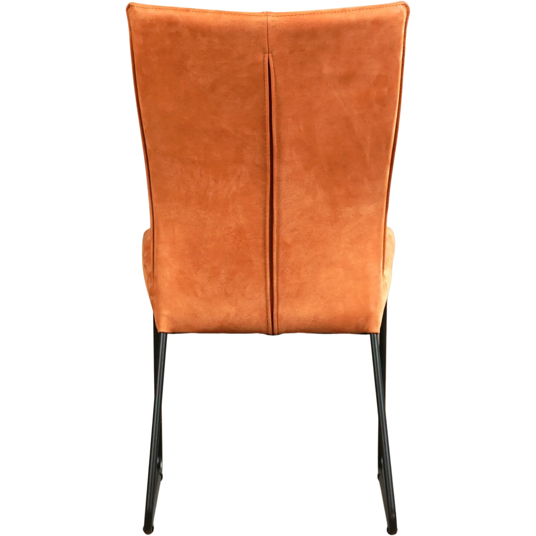 afbeelding van Leren eetkamerstoel Mate - Kenia Rost (oranje) - U-poot staal rond zwart