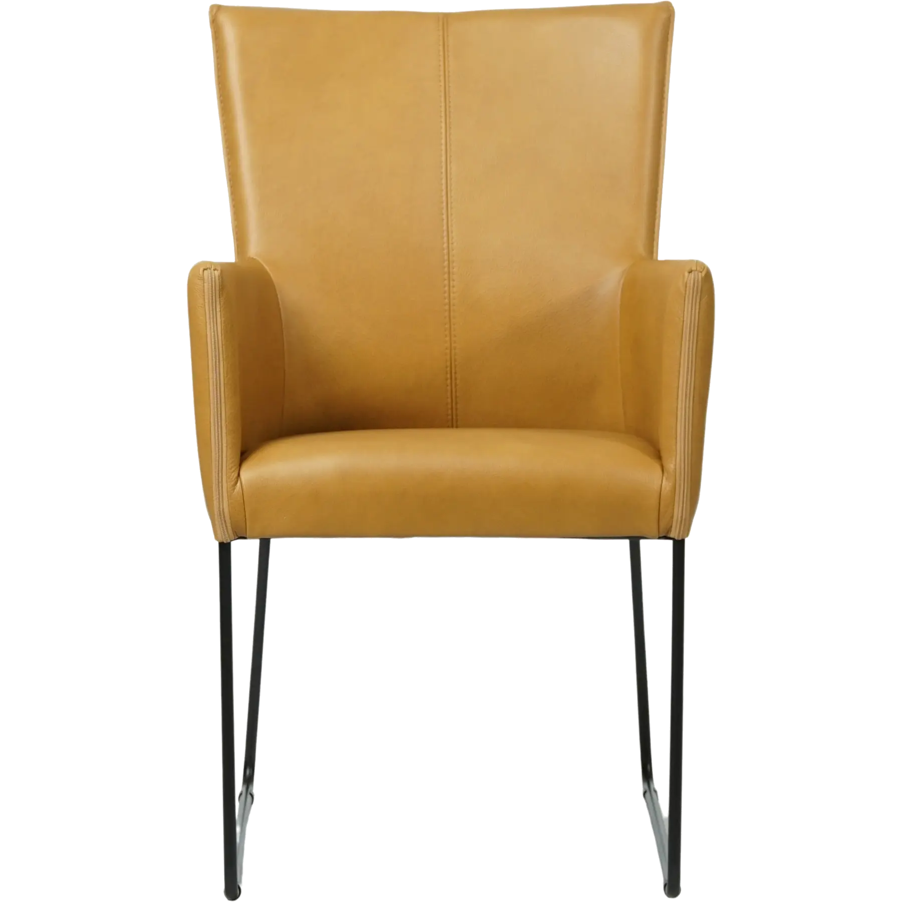 afbeelding van Leren eetkamerstoel Mate met armleuning - Granada Amber (cognac) - U-poot staal rond zwart