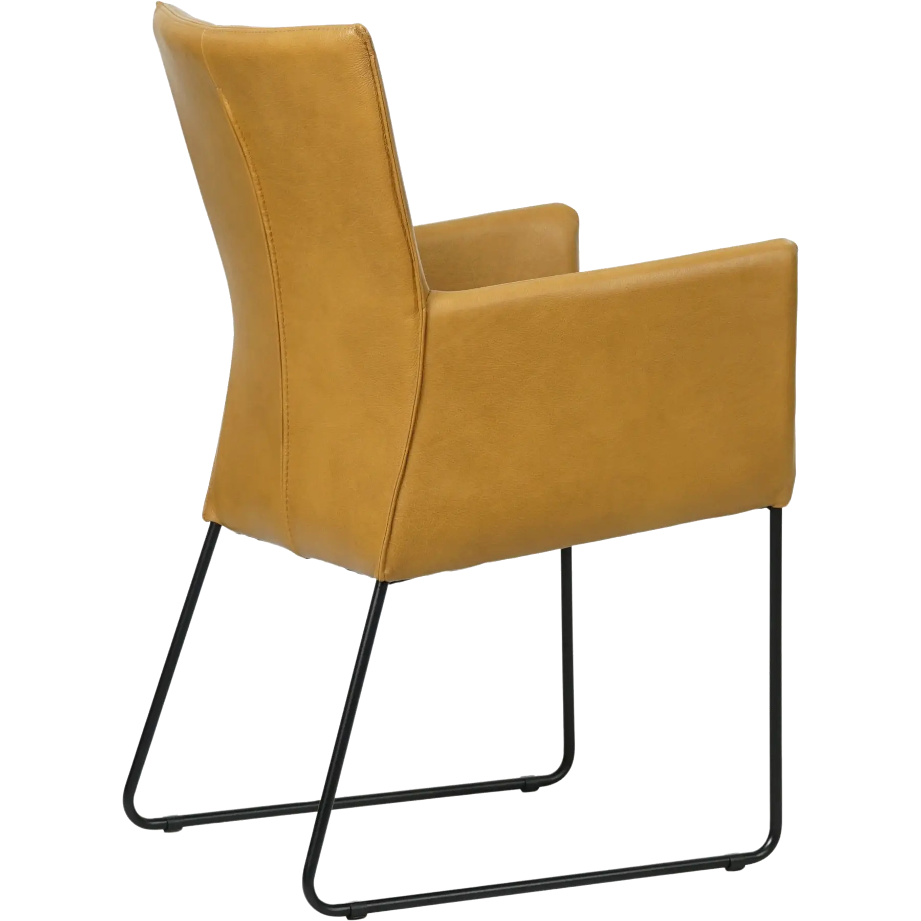 afbeelding van Leren eetkamerstoel Mate met armleuning - Granada Amber (cognac) - U-poot staal rond zwart