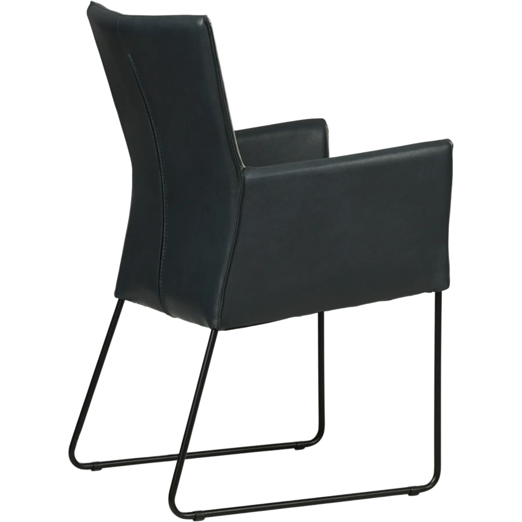 afbeelding van Leren eetkamerstoel Mate met armleuning - Granada Blue (blauw) - U-poot staal rond zwart