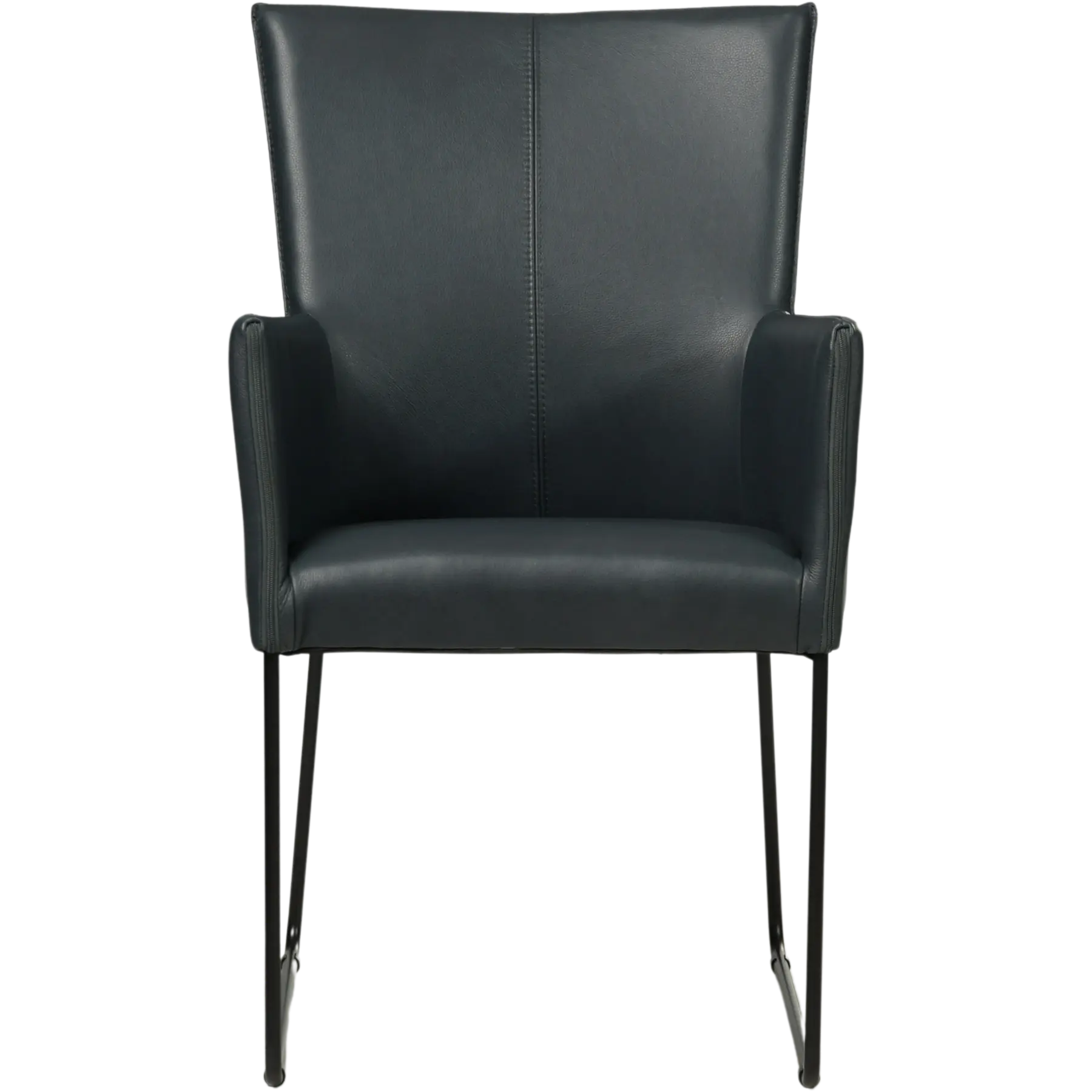 afbeelding van Leren eetkamerstoel Mate met armleuning - Granada Blue (blauw) - U-poot staal rond zwart