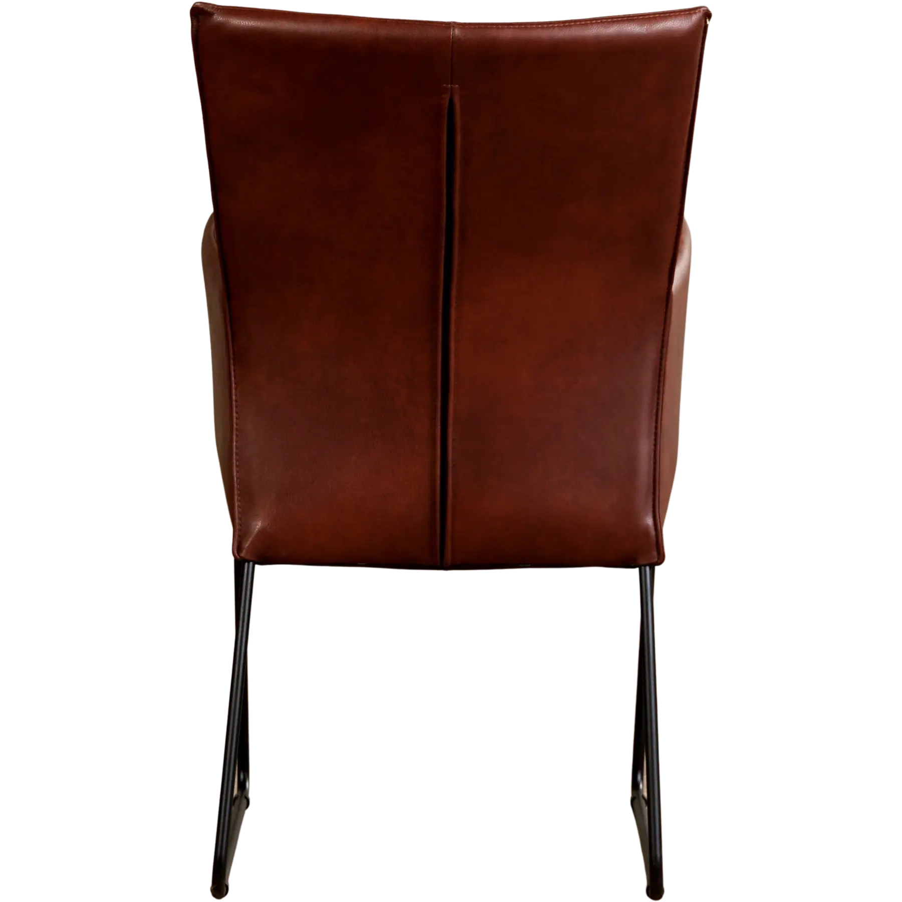 afbeelding van Leren eetkamerstoel Mate met armleuning - Granada Cognac (donkercognac) - U-poot staal rond zwart