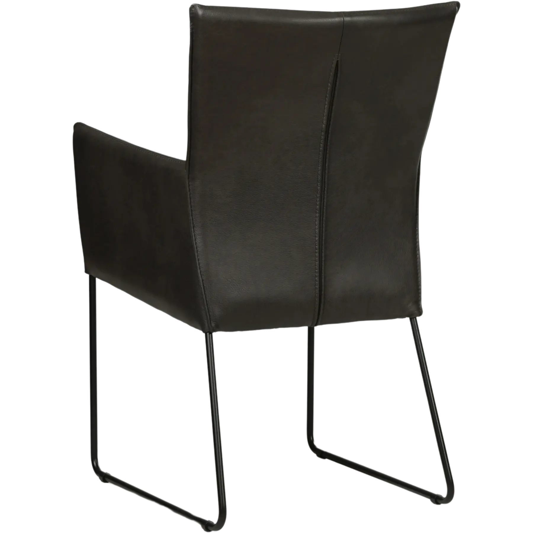 afbeelding van Leren eetkamerstoel Mate met armleuning - Granada Graphite (donkergrijs) - U-poot staal rond zwart