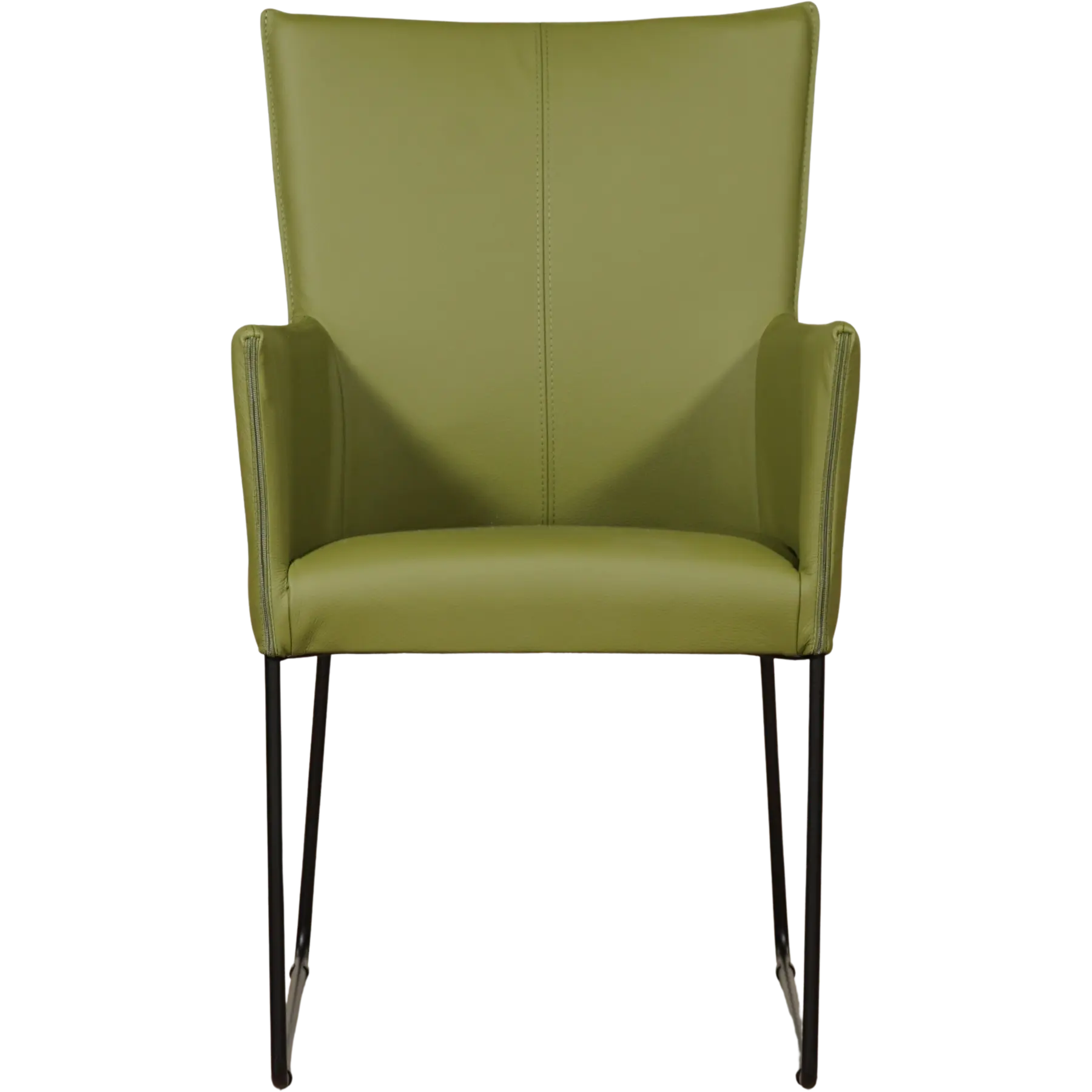 afbeelding van Leren eetkamerstoel Mate met armleuning - Toledo Apple Green (groen) - U-poot staal rond zwart
